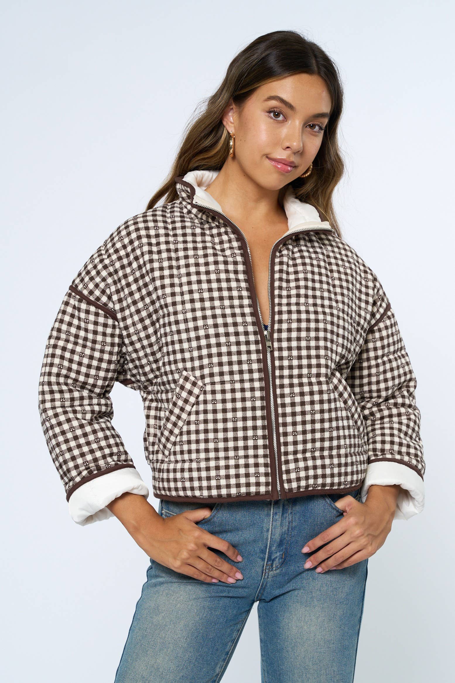 Gingham Puffer Jacket – Kokomoko Boutique