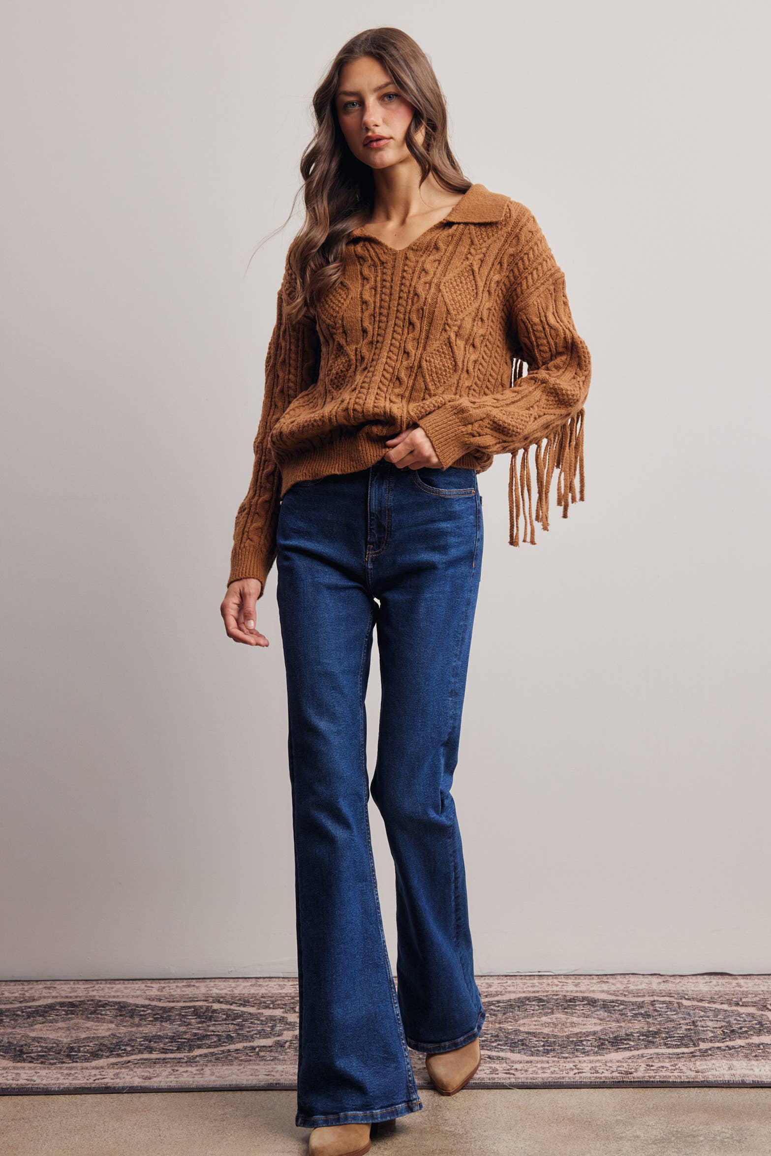 Fringe Cable Knit Sweater