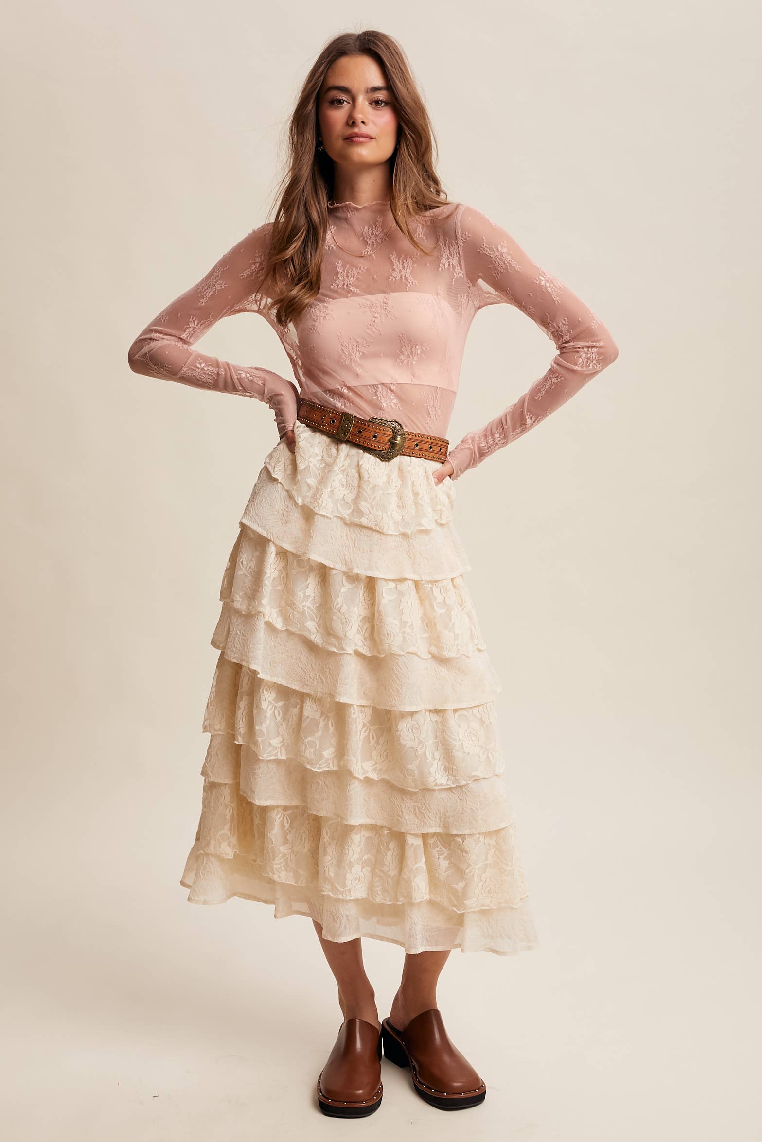 Sheer Lace Long-Sleeve