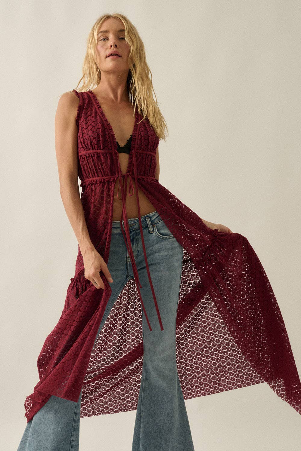 Sheer Tie-Front Duster