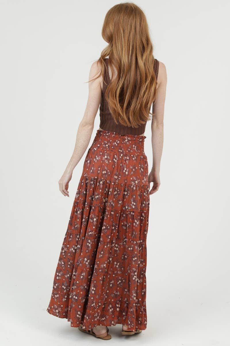 SMOCKED WAIST MAXI SKIRT
