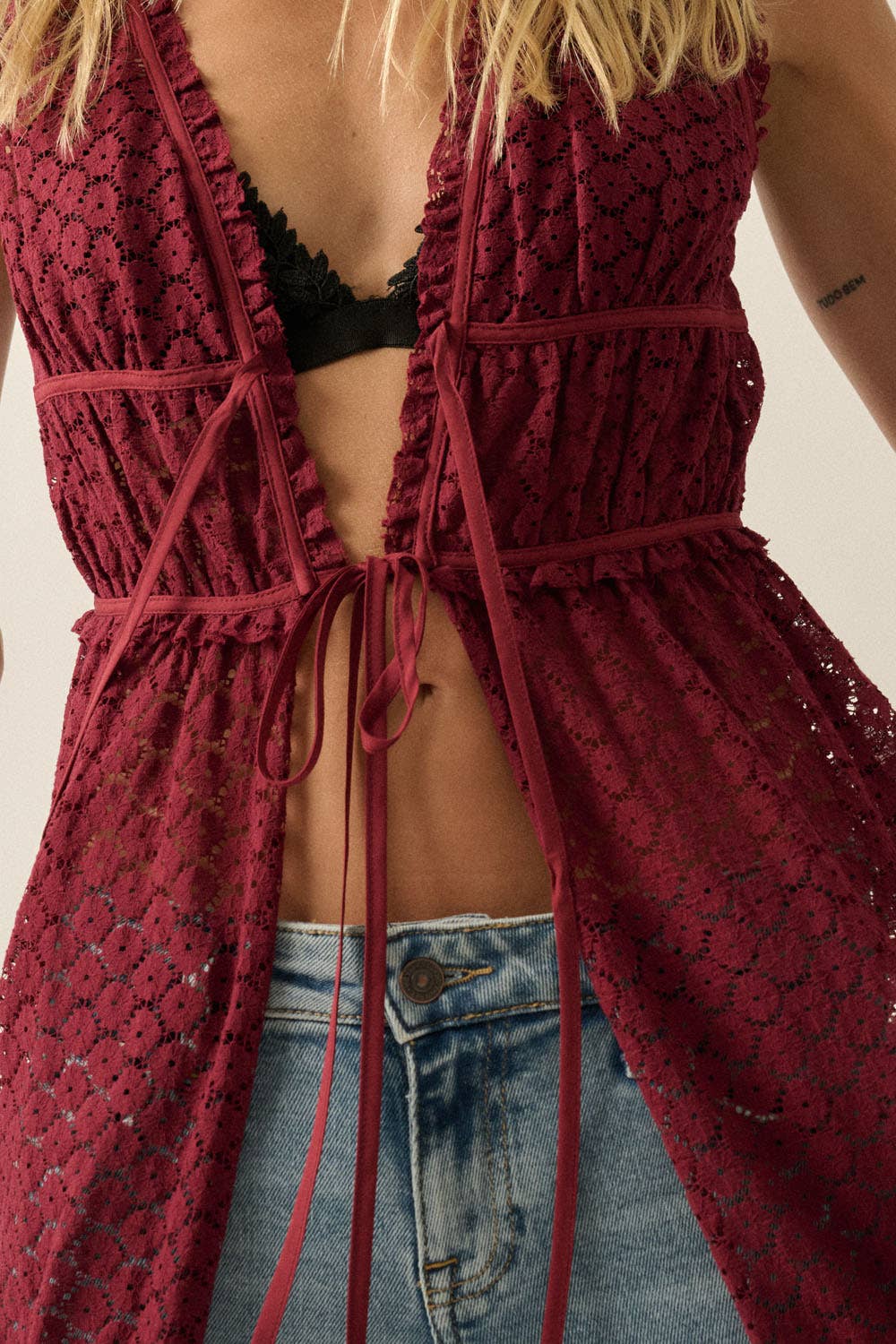 Sheer Tie-Front Duster