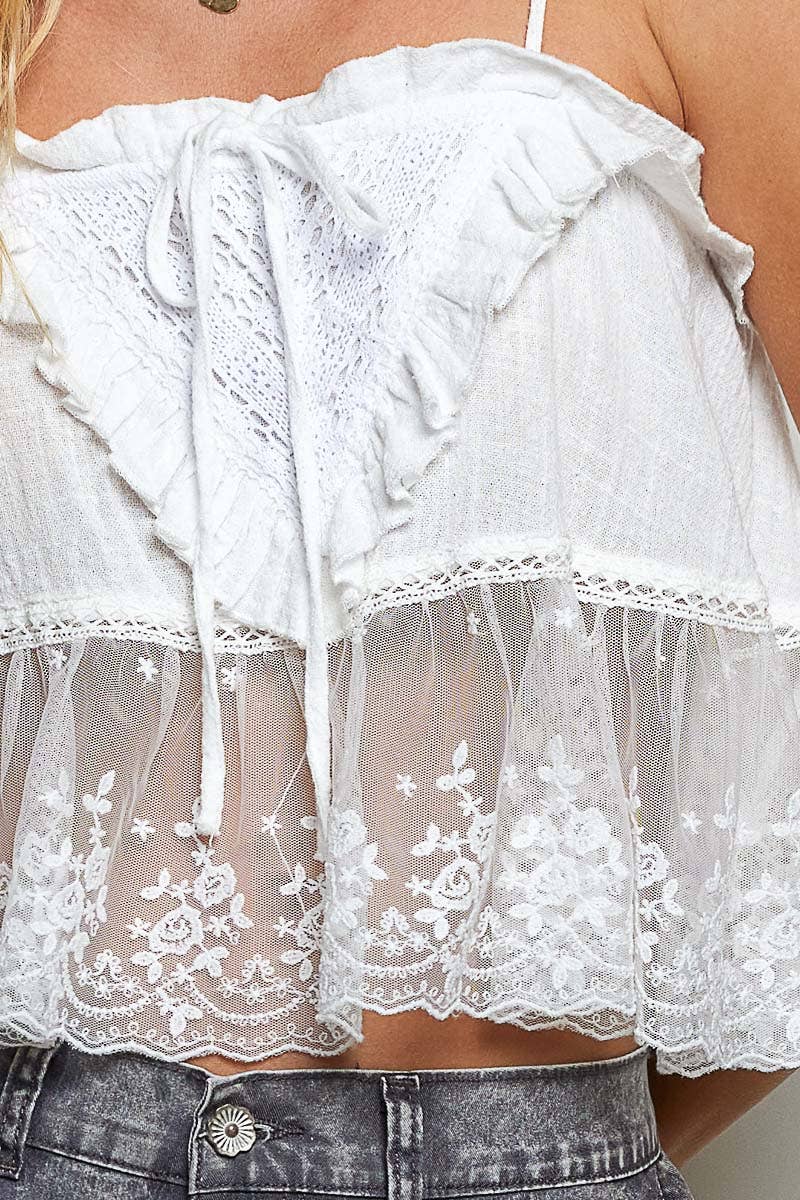 Airy Lace Ruffle Top