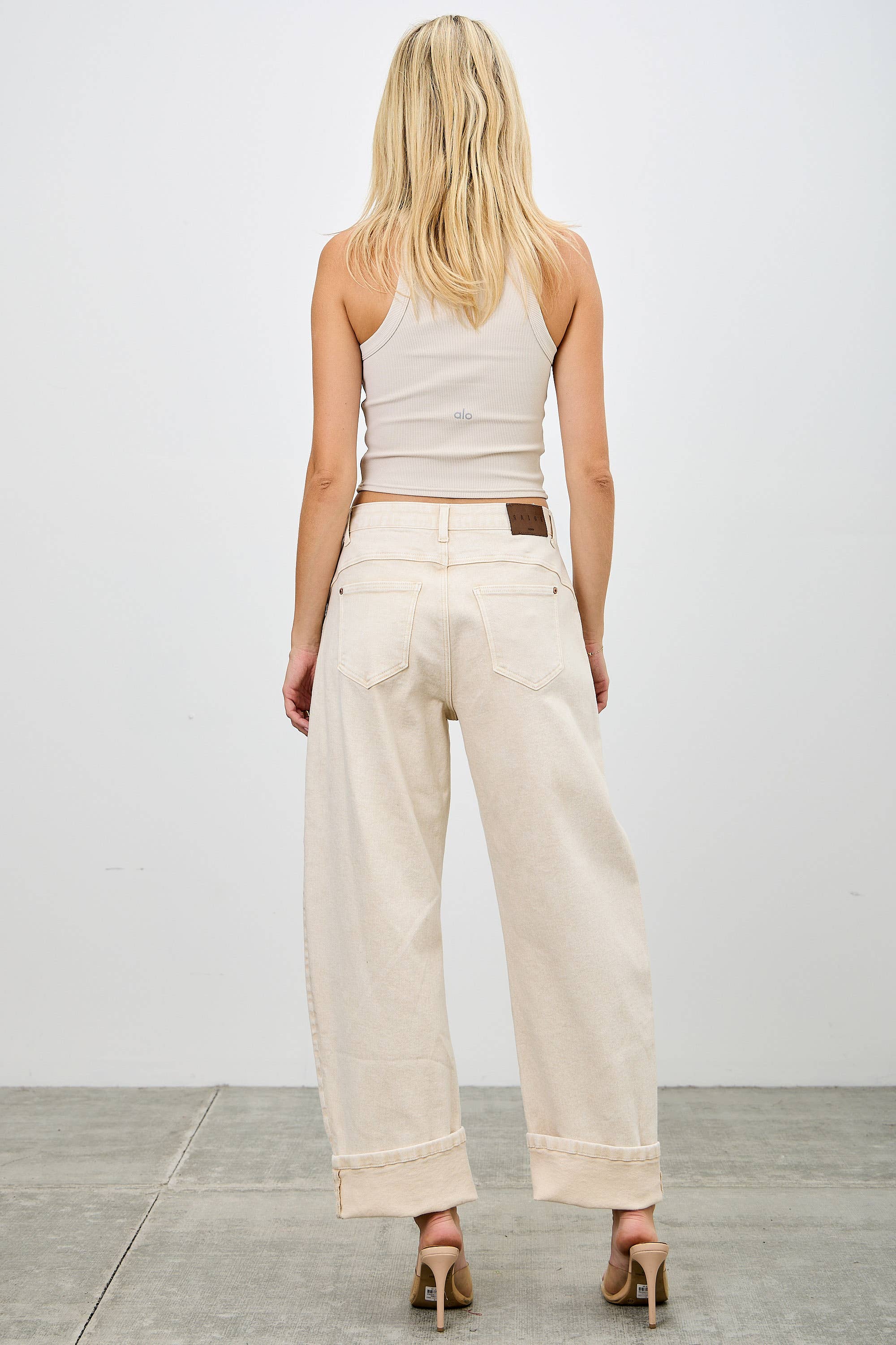 High Rise Colored Barrel Jean