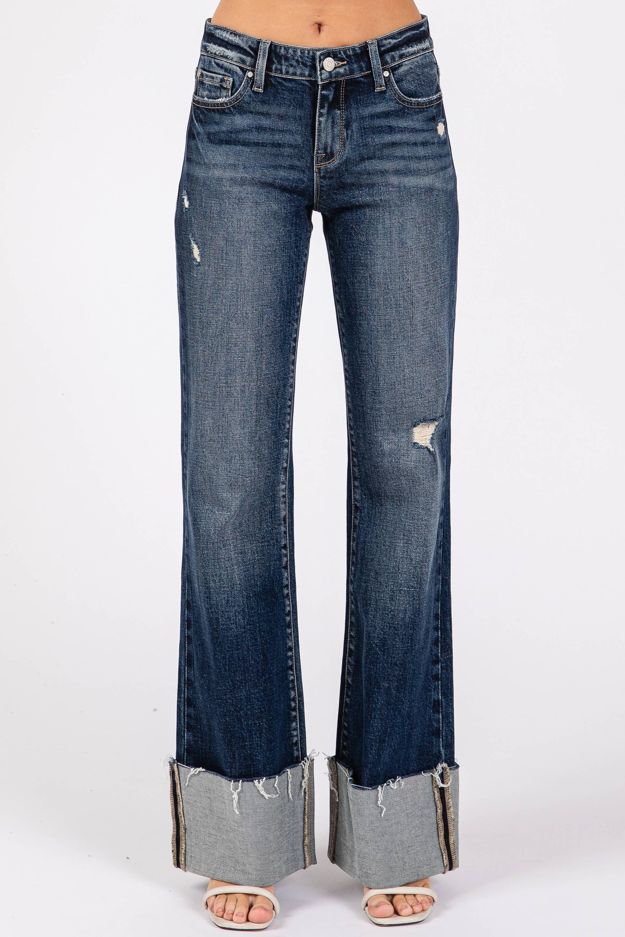 Mid-Rise Cuffed Flare