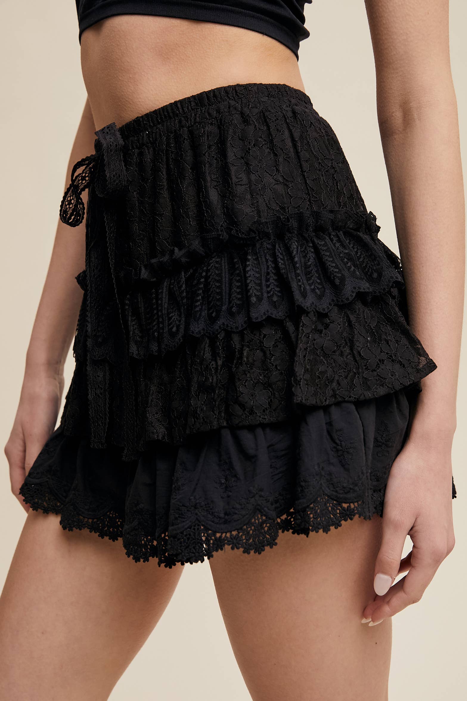 Tiered Shorts with Ruffles
