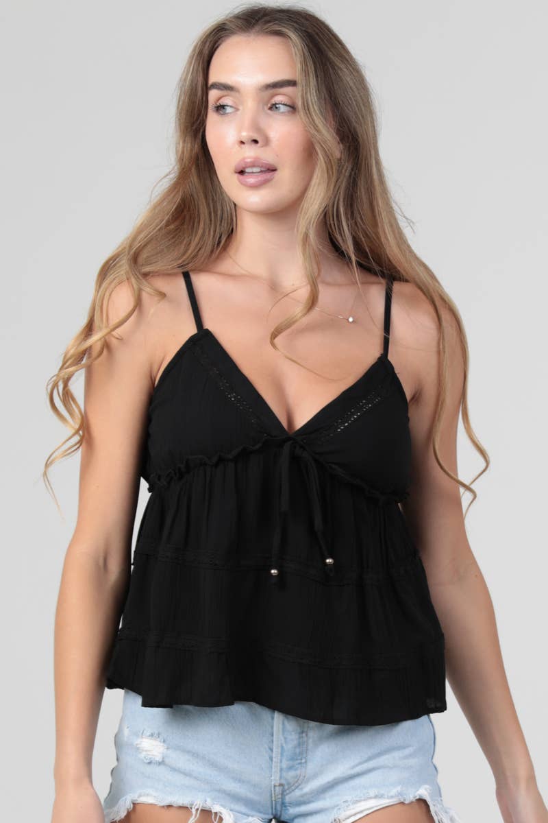 LACE TRIM TIERED CAMI TANK
