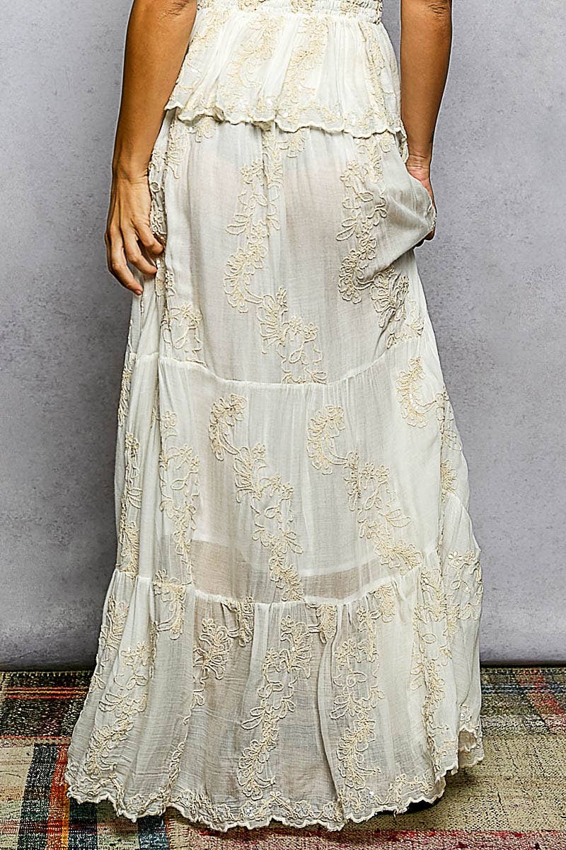 Embroidered Maxi Skirt