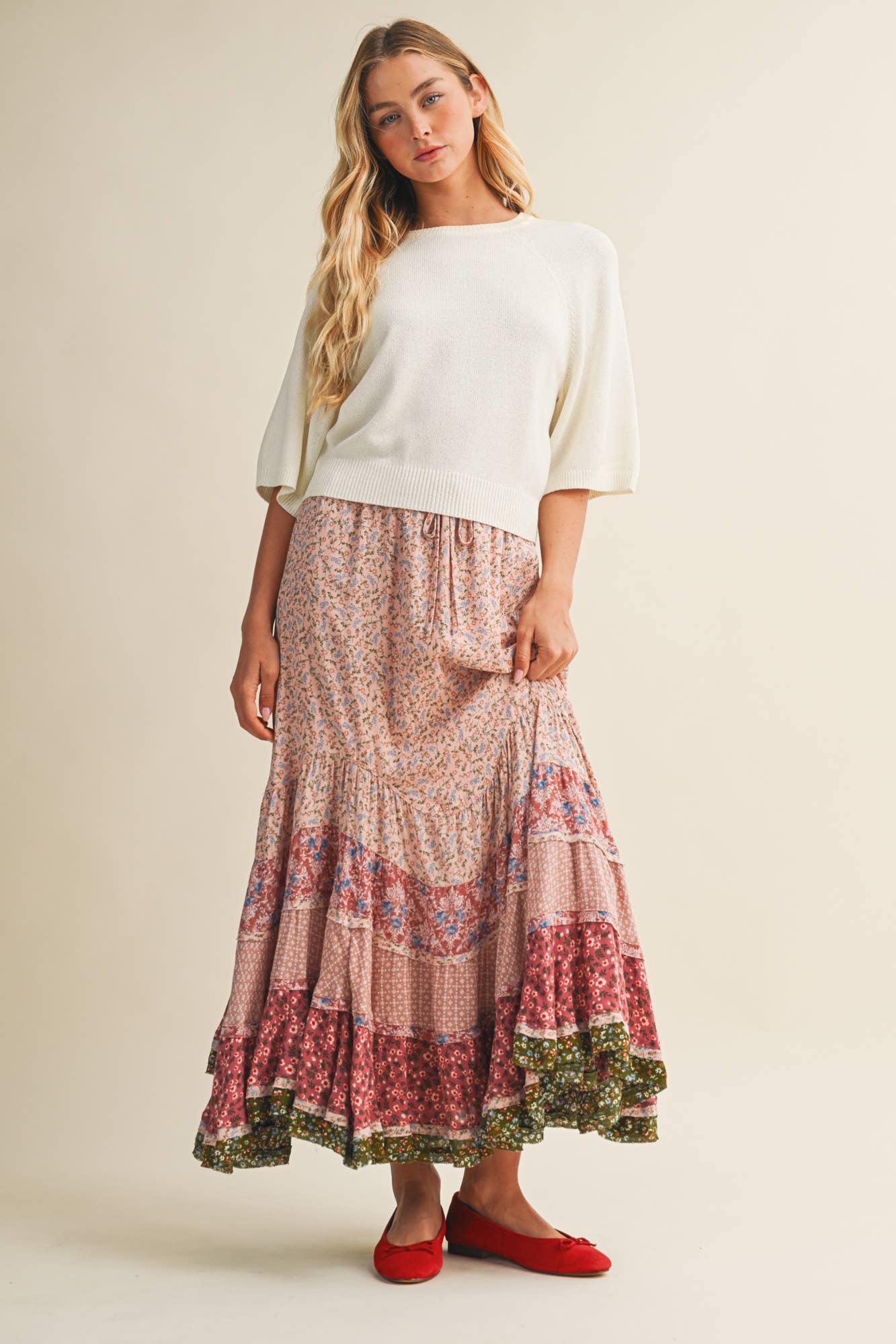 Floral Tiered Maxi Skirt