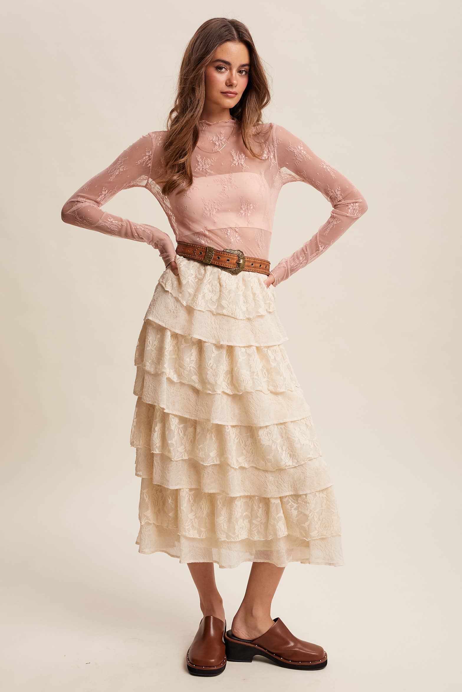 Sheer Lace Long-Sleeve