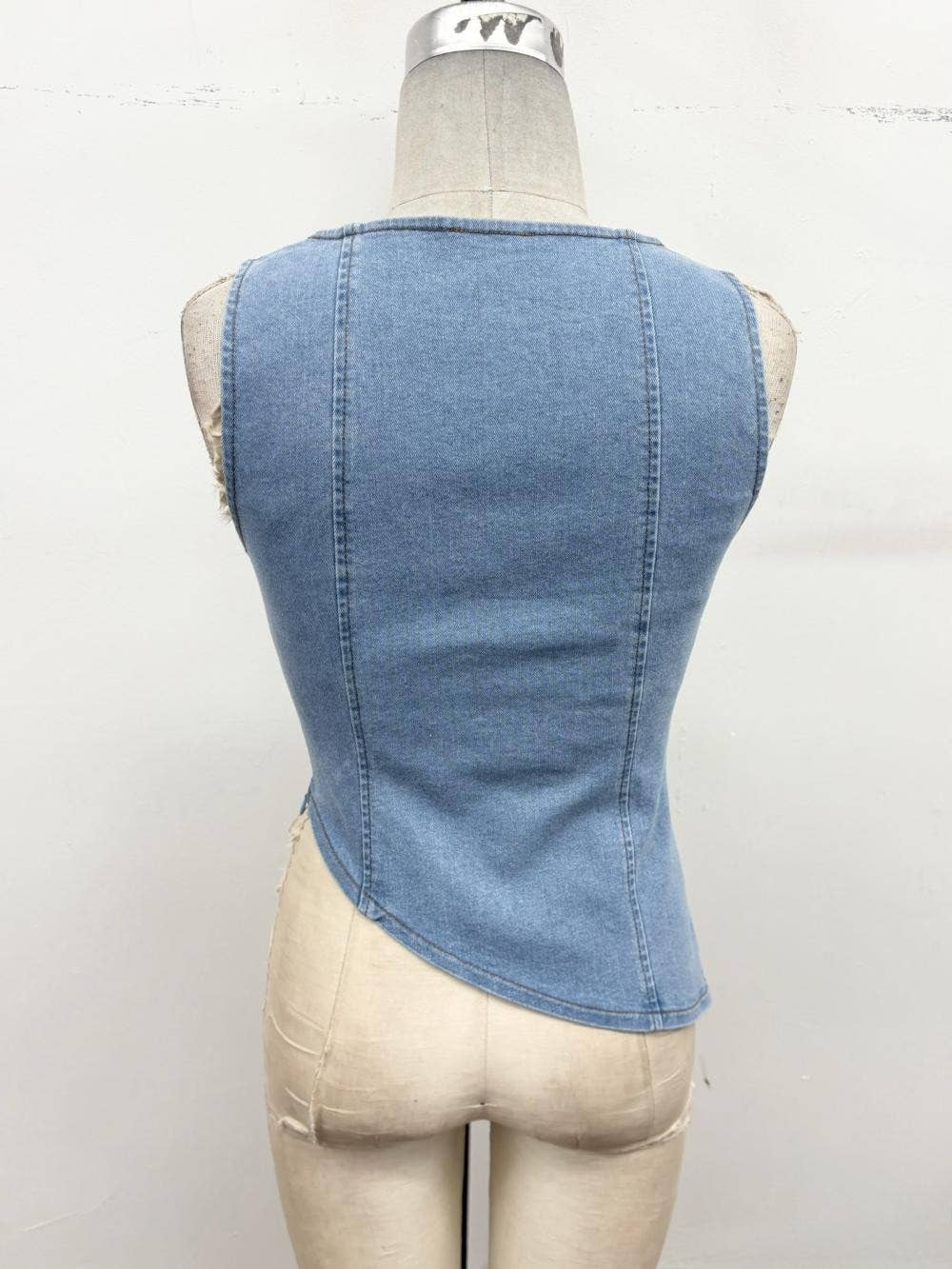 Asymmetrical Stretch Denim Top