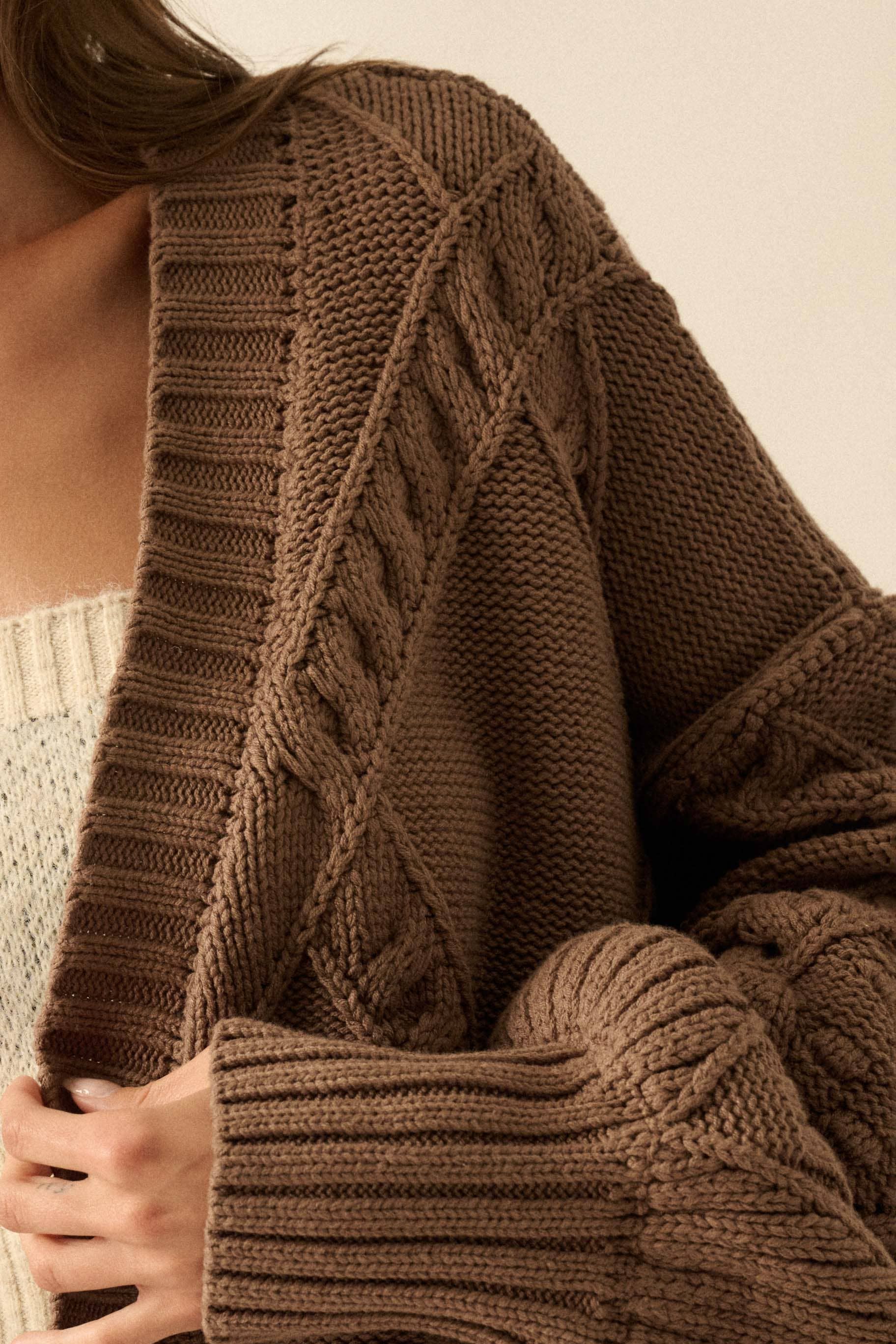 Cable-Knit Oversize Cardigan
