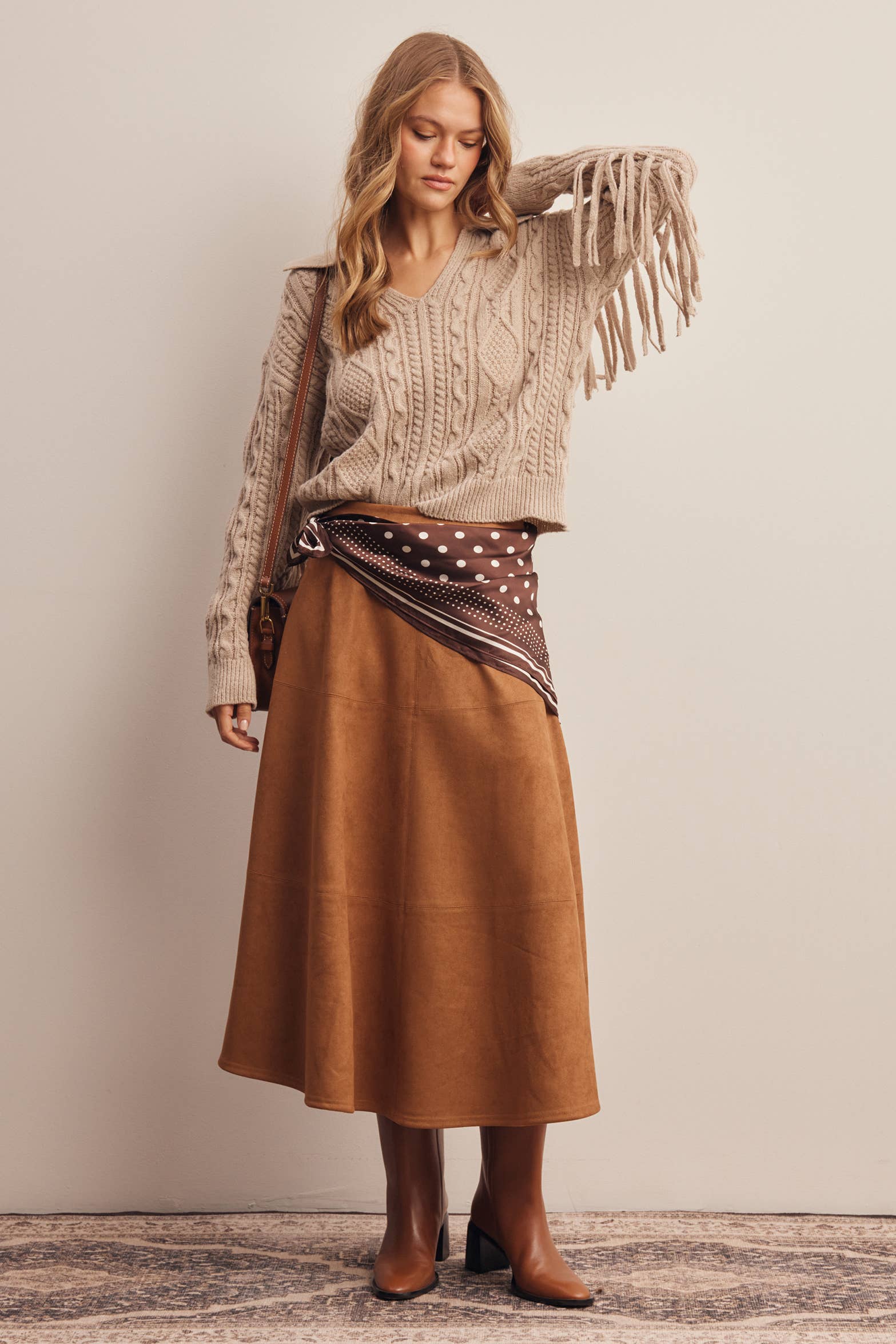 Fringe Cable Knit Sweater