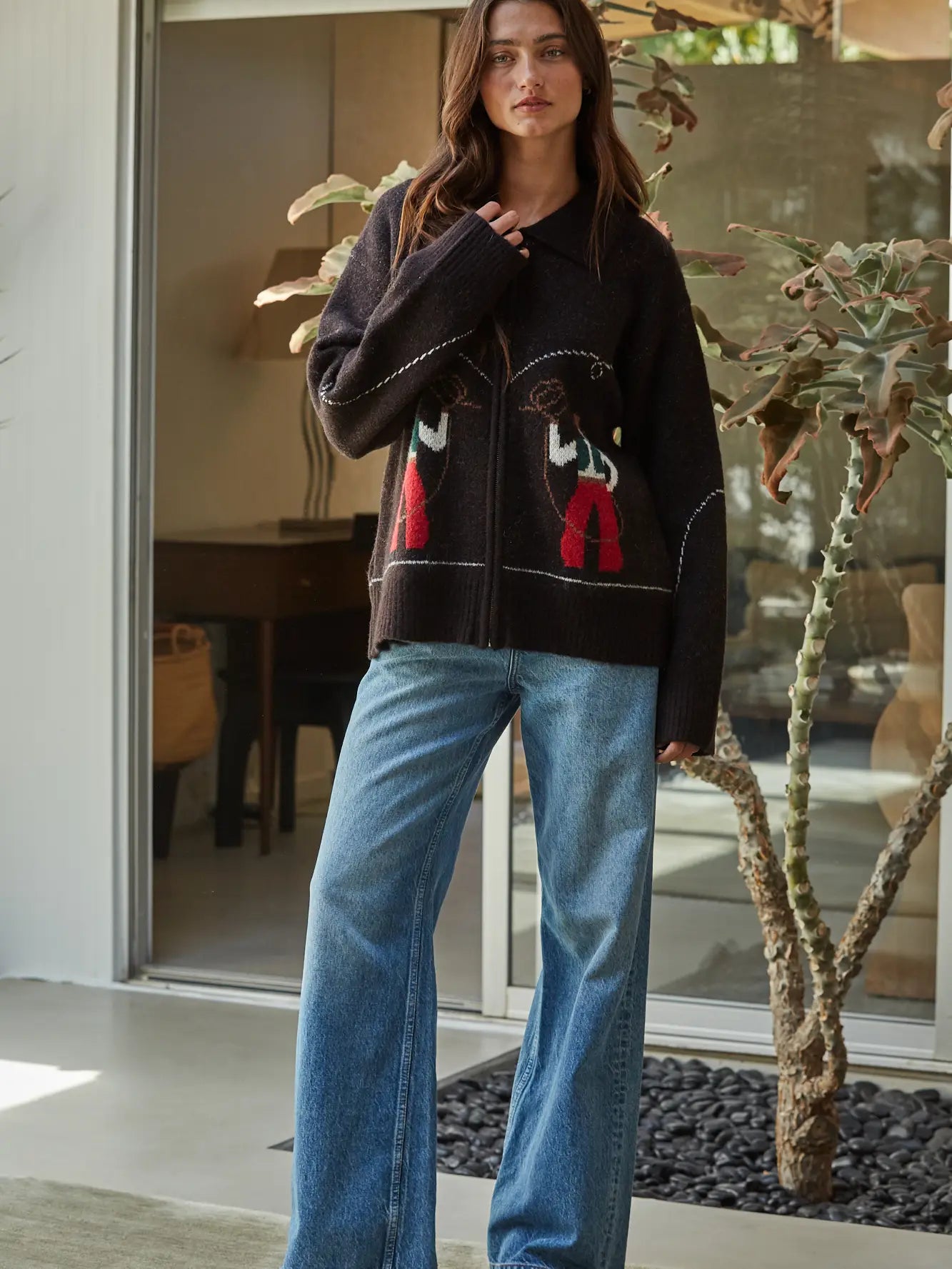 Knit Sweater Zip-Up