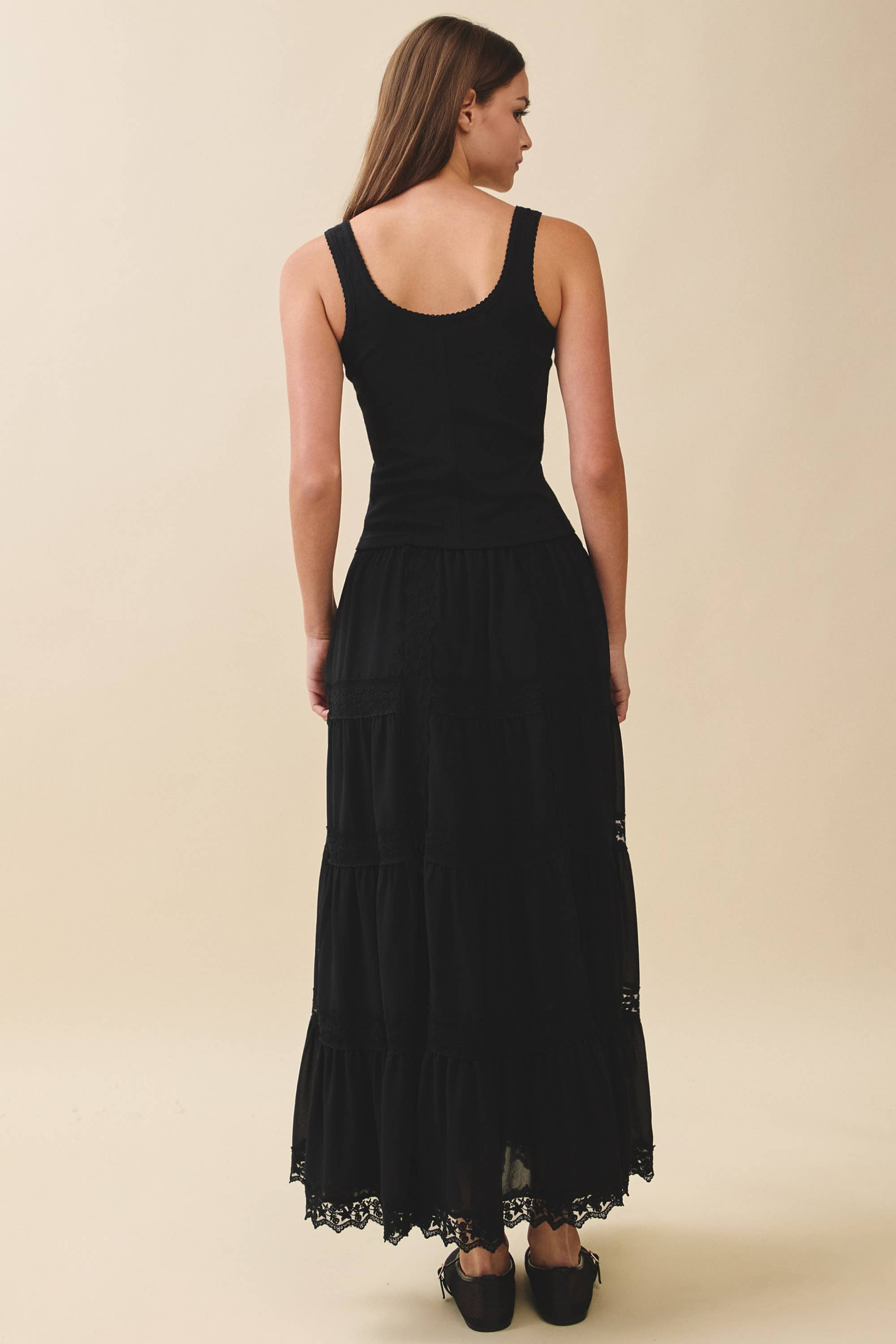 Lace Trim Maxi Skirt