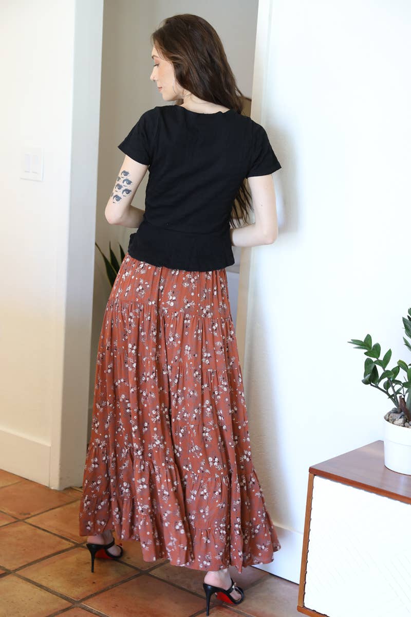 SMOCKED WAIST MAXI SKIRT