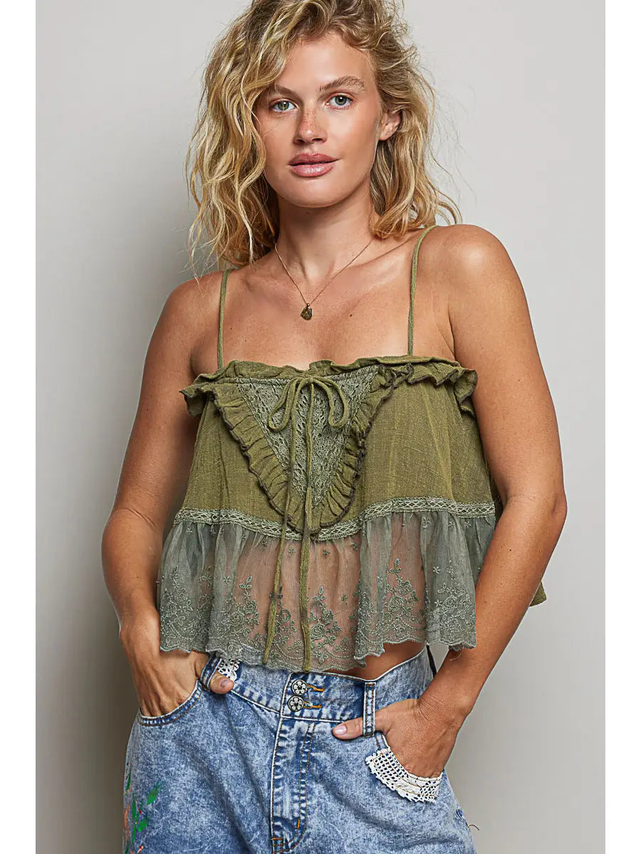 Airy Lace Ruffle Top