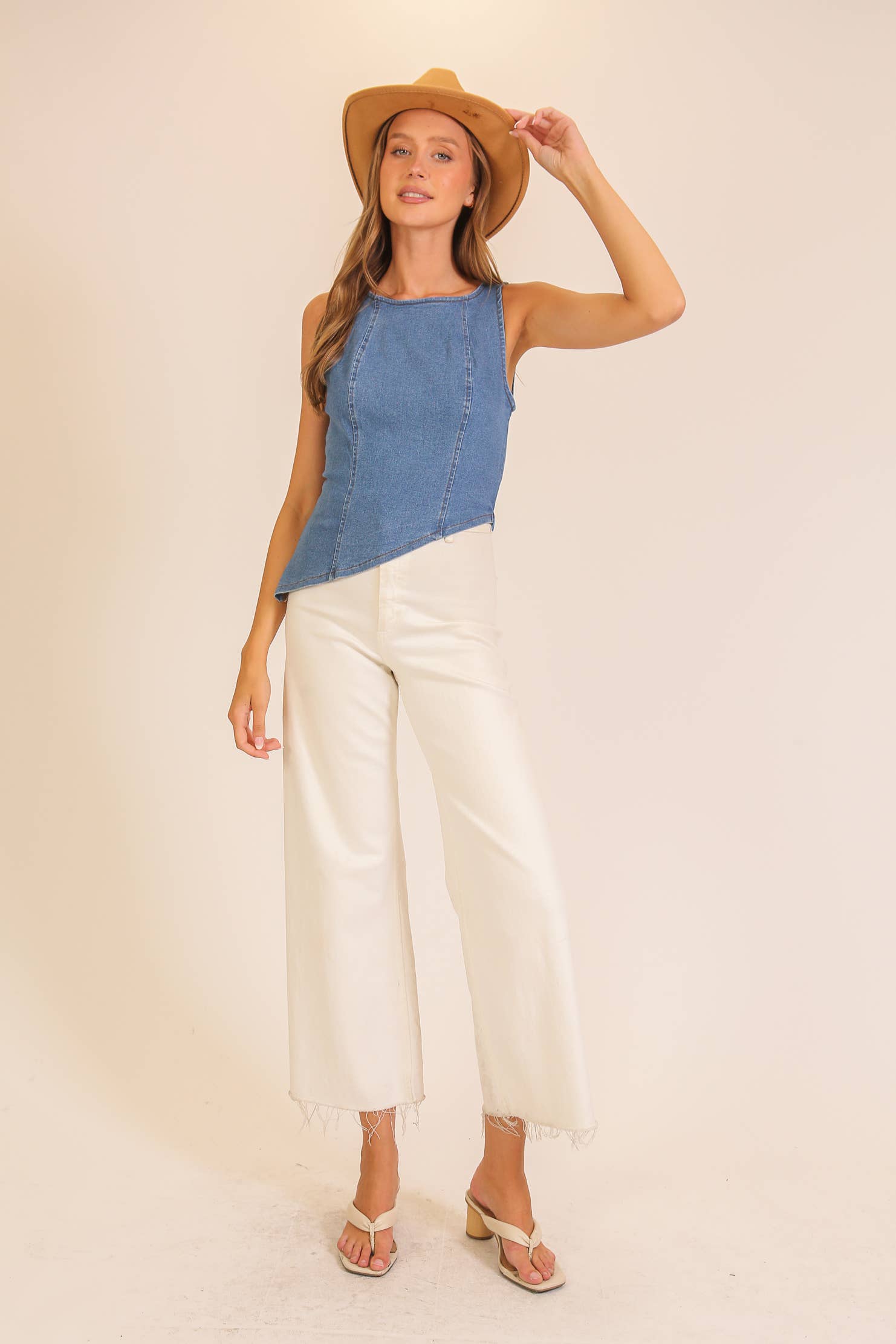 Asymmetrical Stretch Denim Top