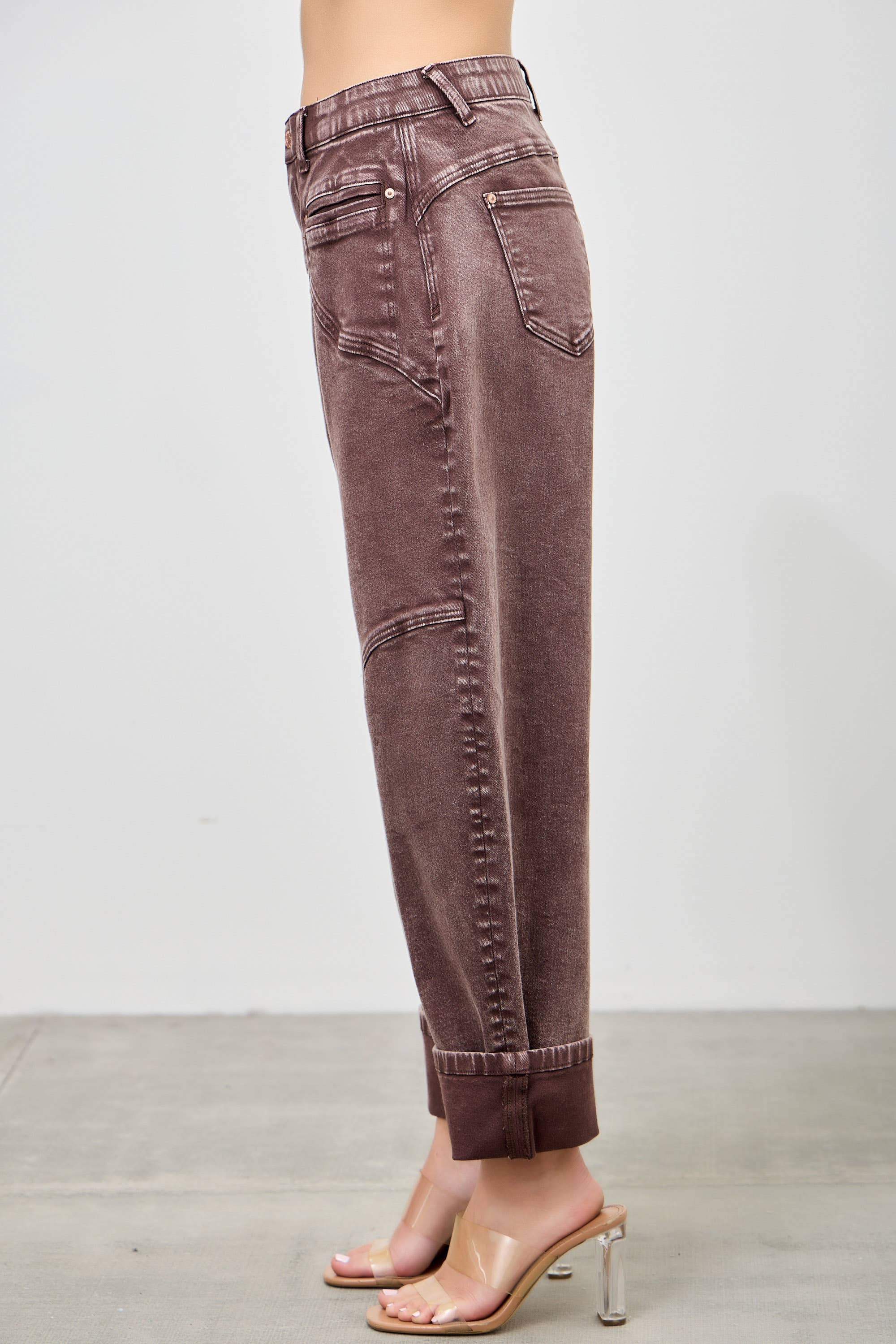 High Rise Colored Barrel Jean