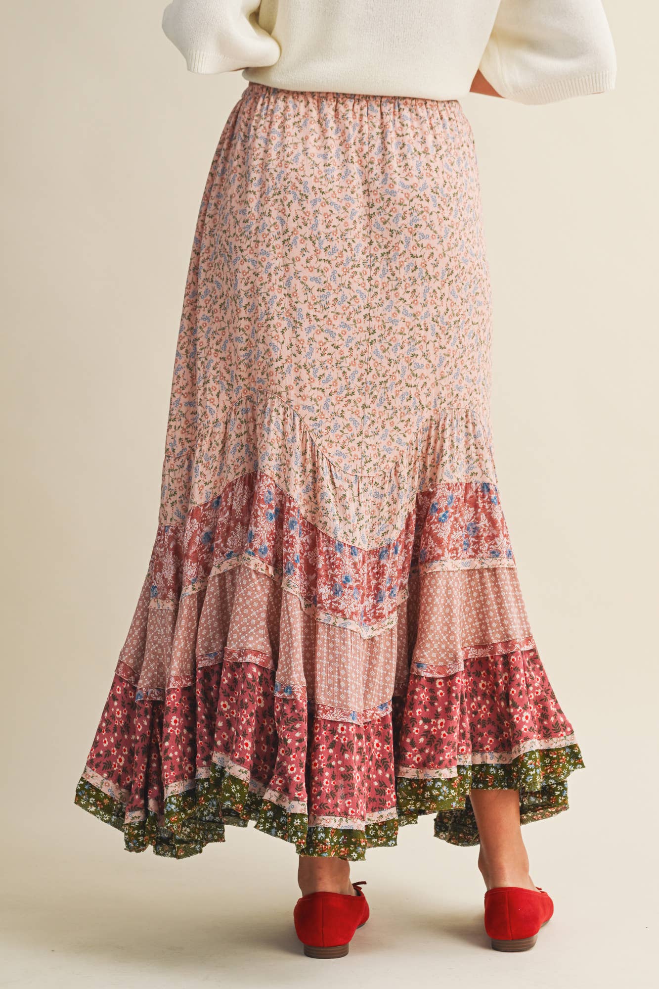 Floral Tiered Maxi Skirt