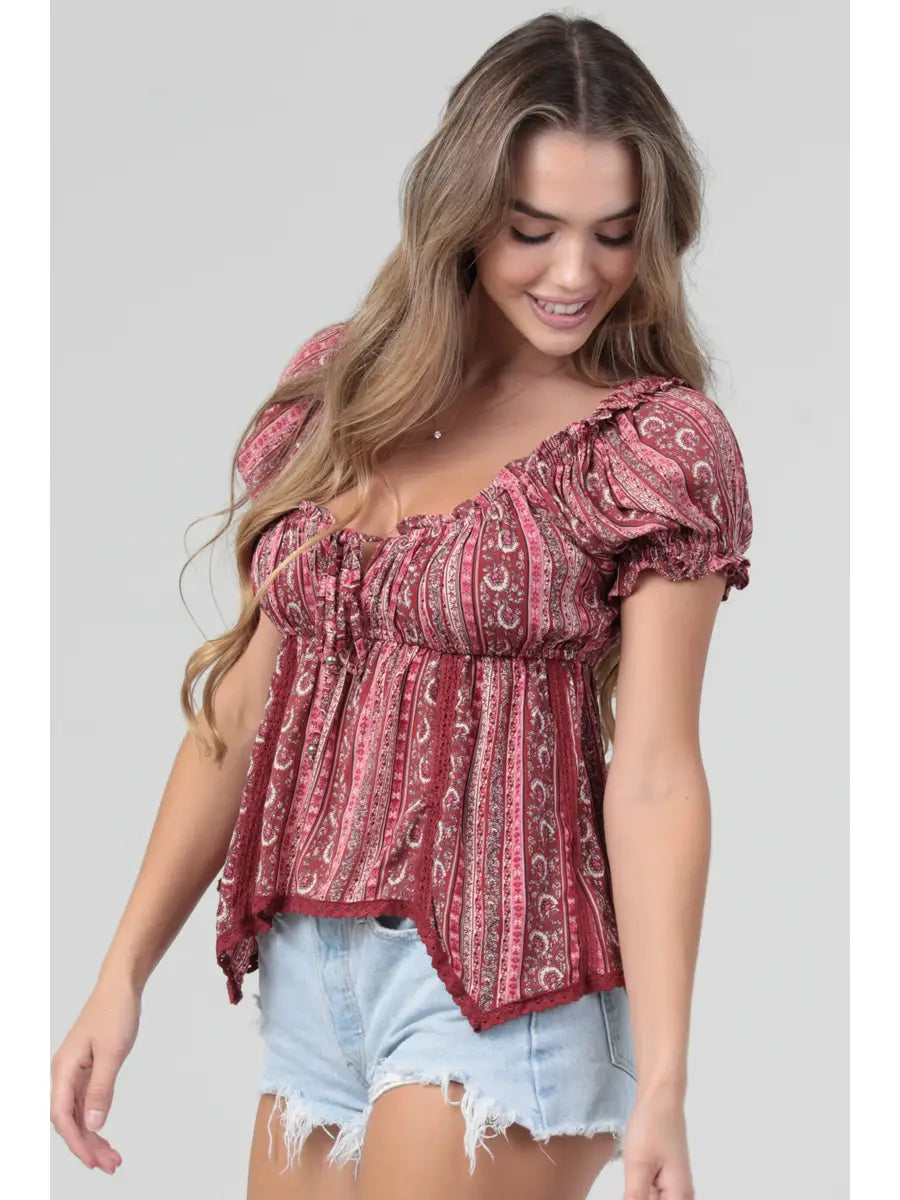 Lace Short Sleeve Top