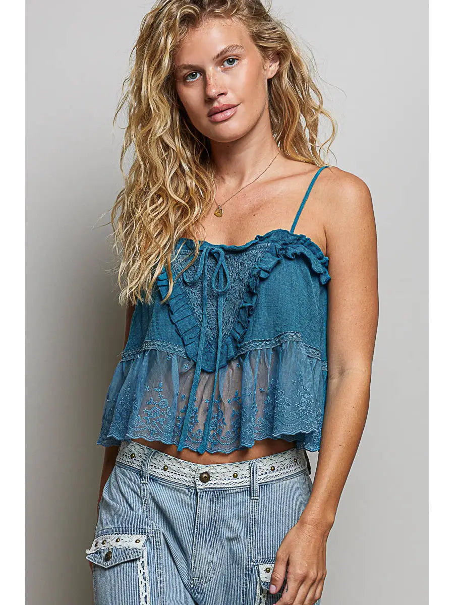 Airy Lace Ruffle Top