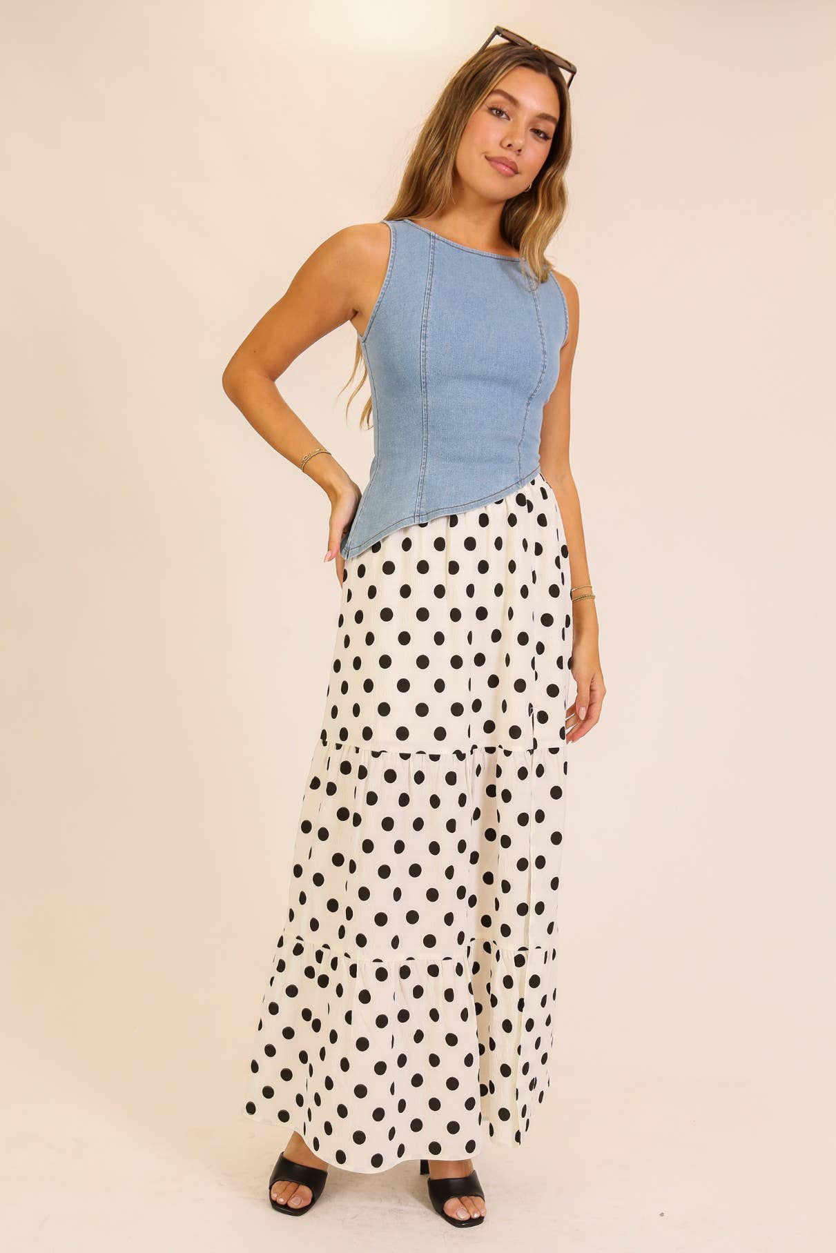 Asymmetrical Stretch Denim Top