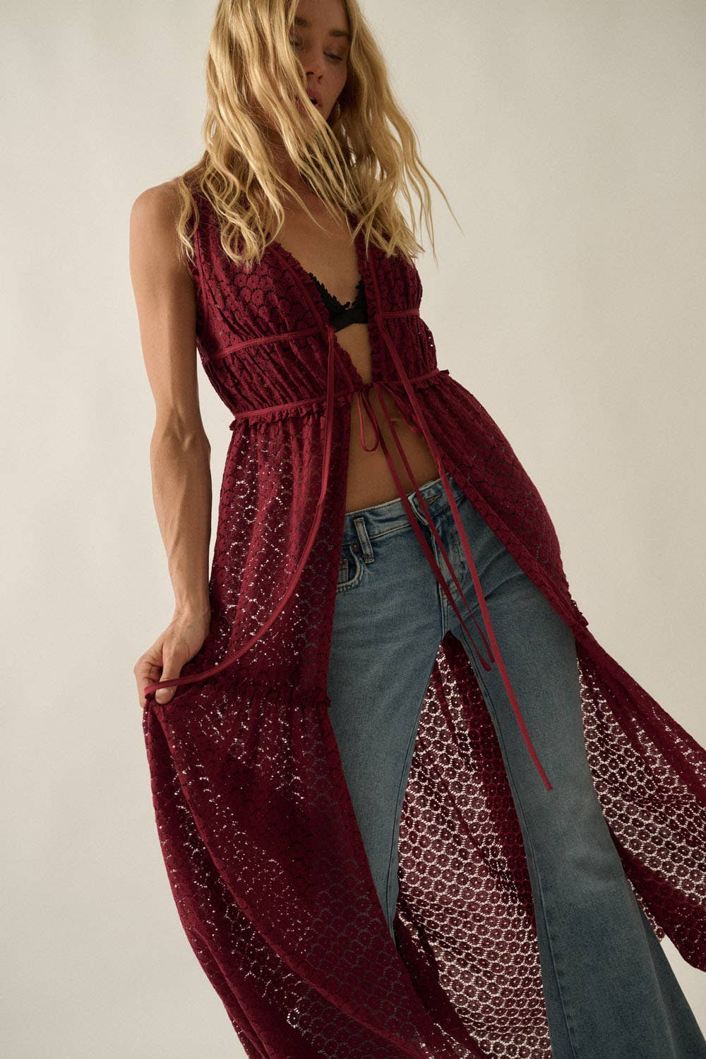 Sheer Tie-Front Duster
