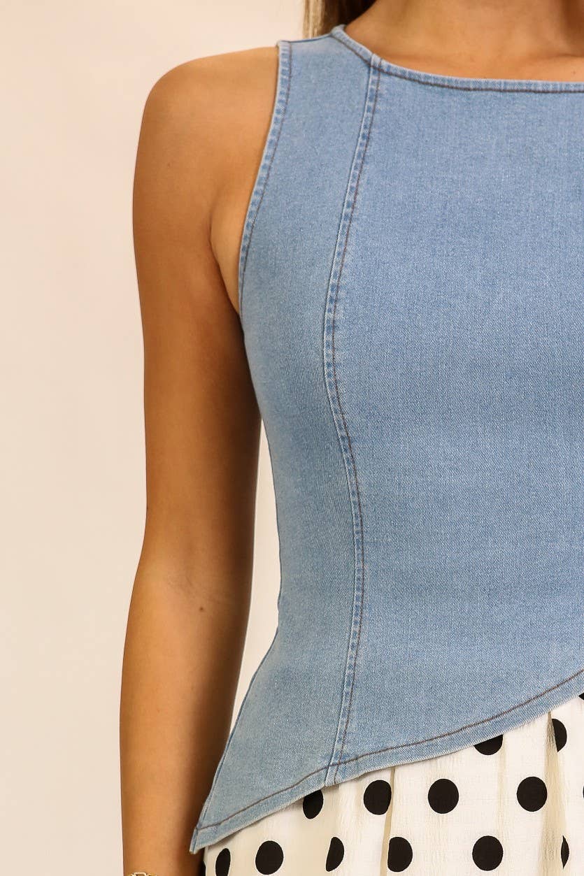 Asymmetrical Stretch Denim Top