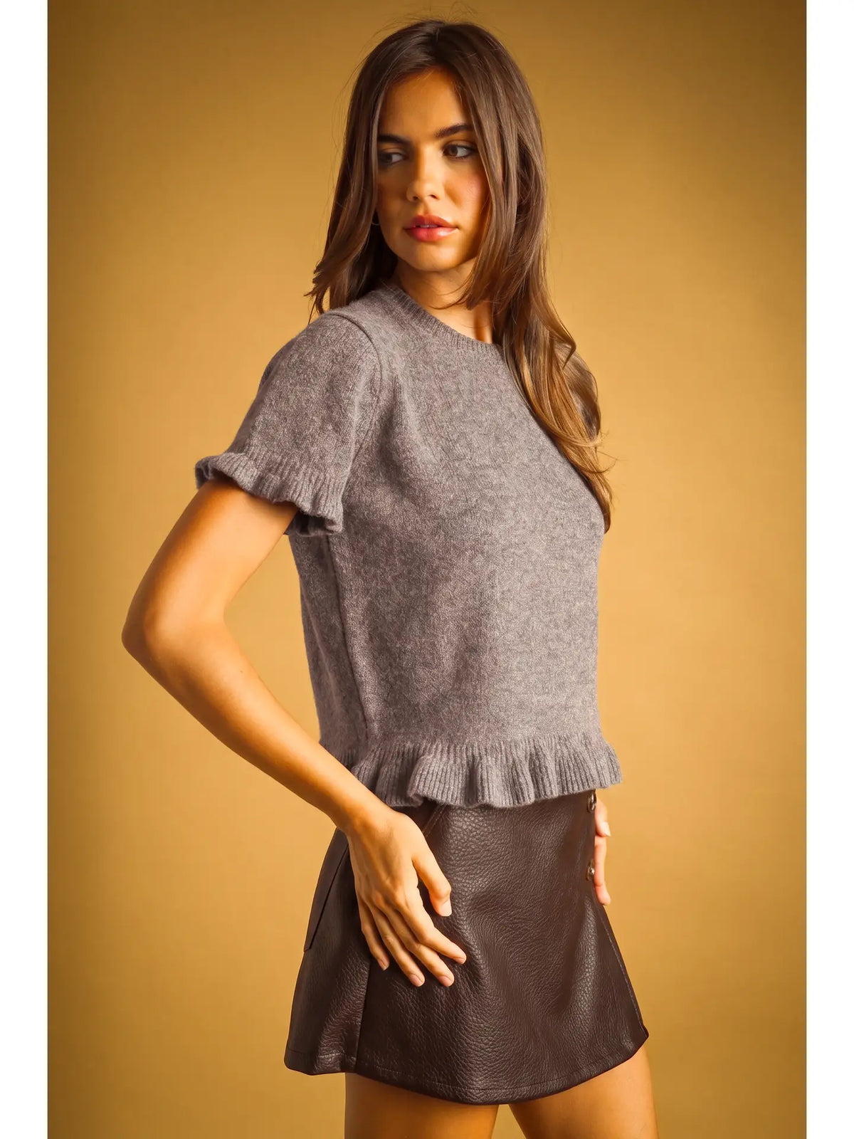 Ruffle Hem Sweater Top