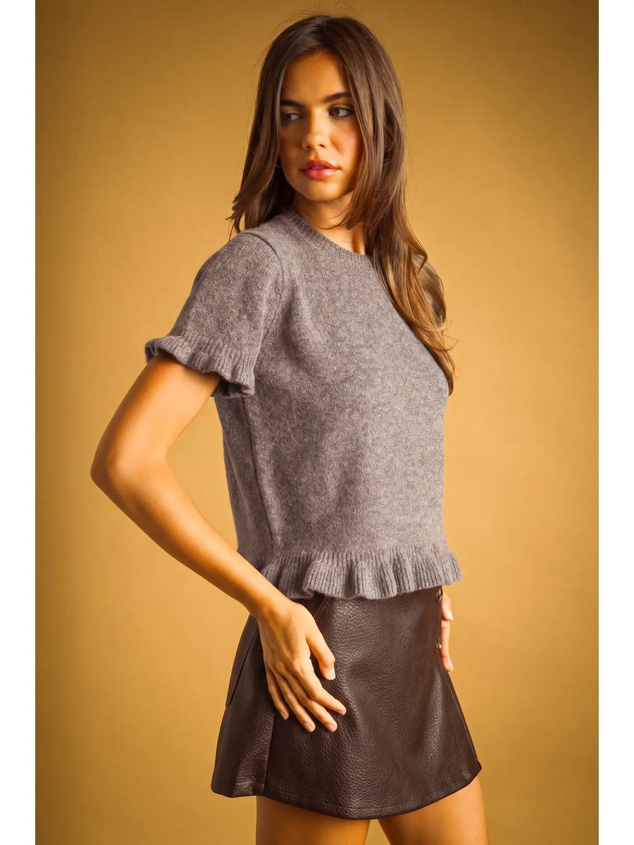 Ruffle Hem Sweater Top