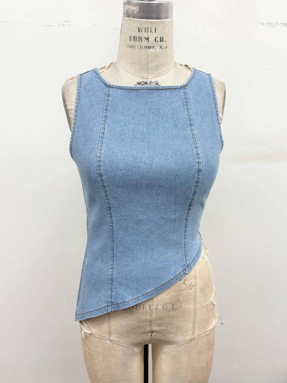 Asymmetrical Stretch Denim Top