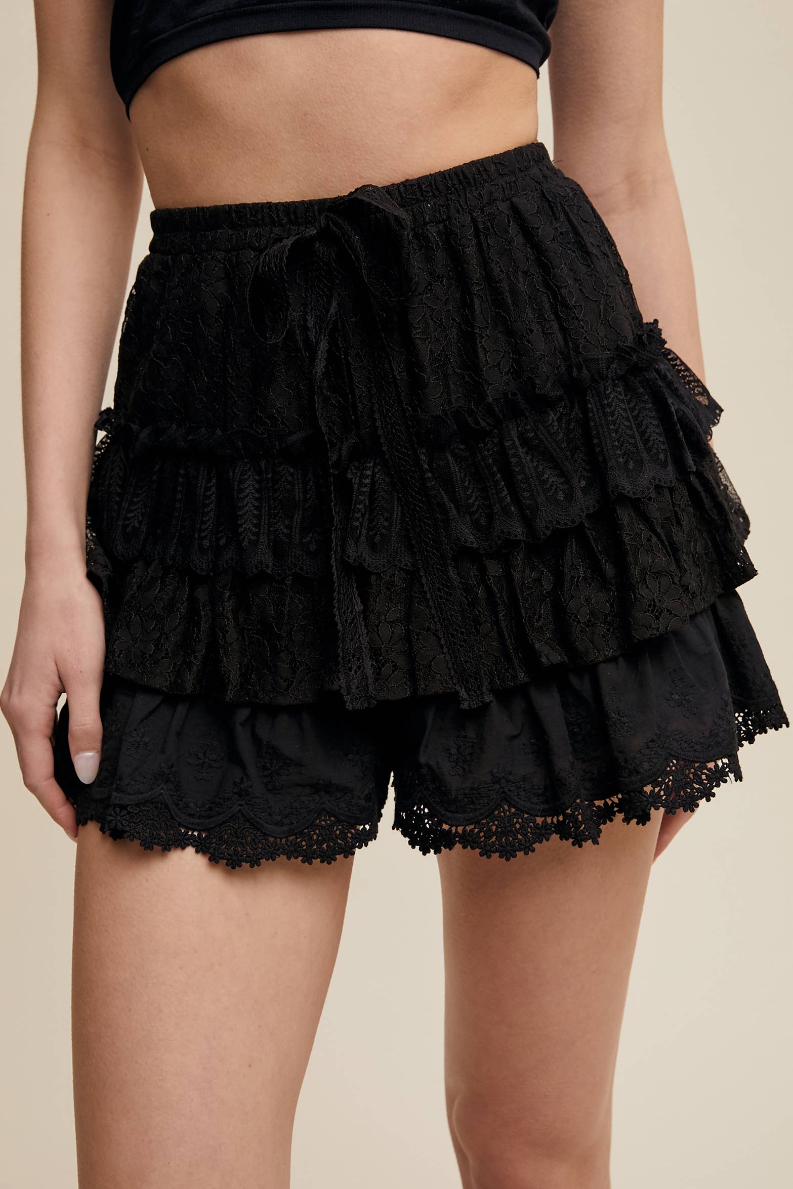 Tiered Shorts with Ruffles