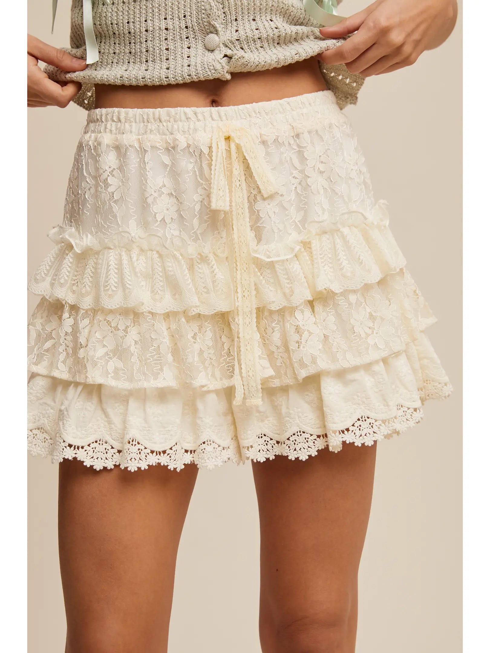 Lace Tiered Shorts