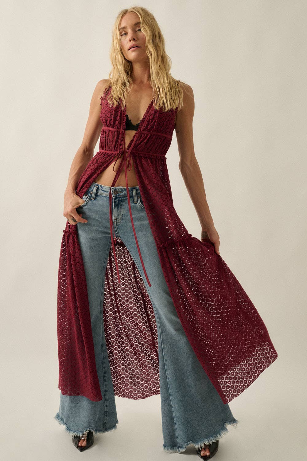 Sheer Tie-Front Duster