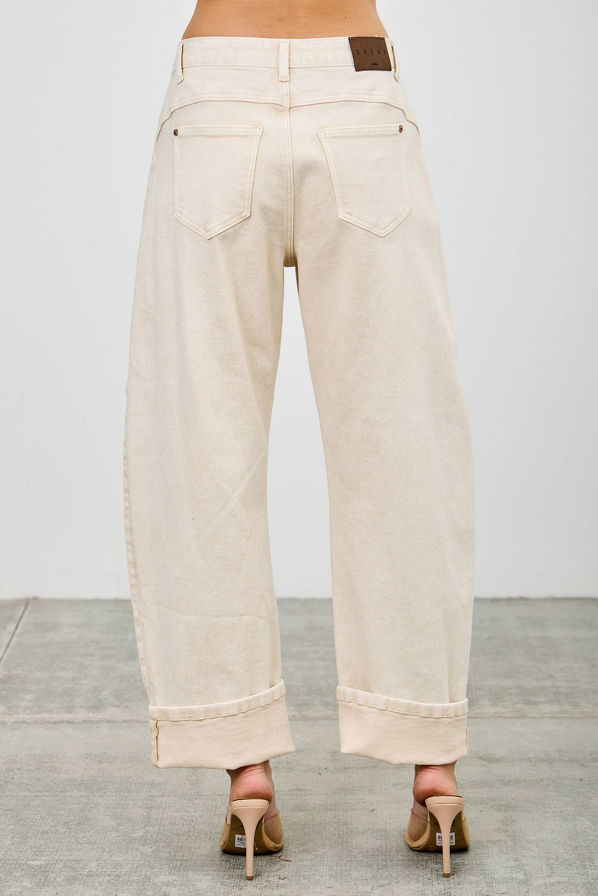 High Rise Colored Barrel Jean