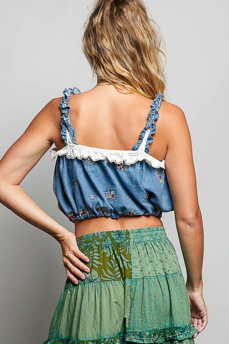 Square Neck Ruffle Top