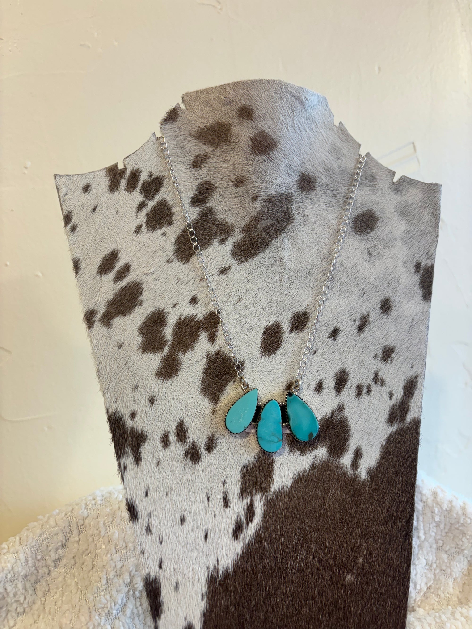 Three Stone Turquoise Necklace