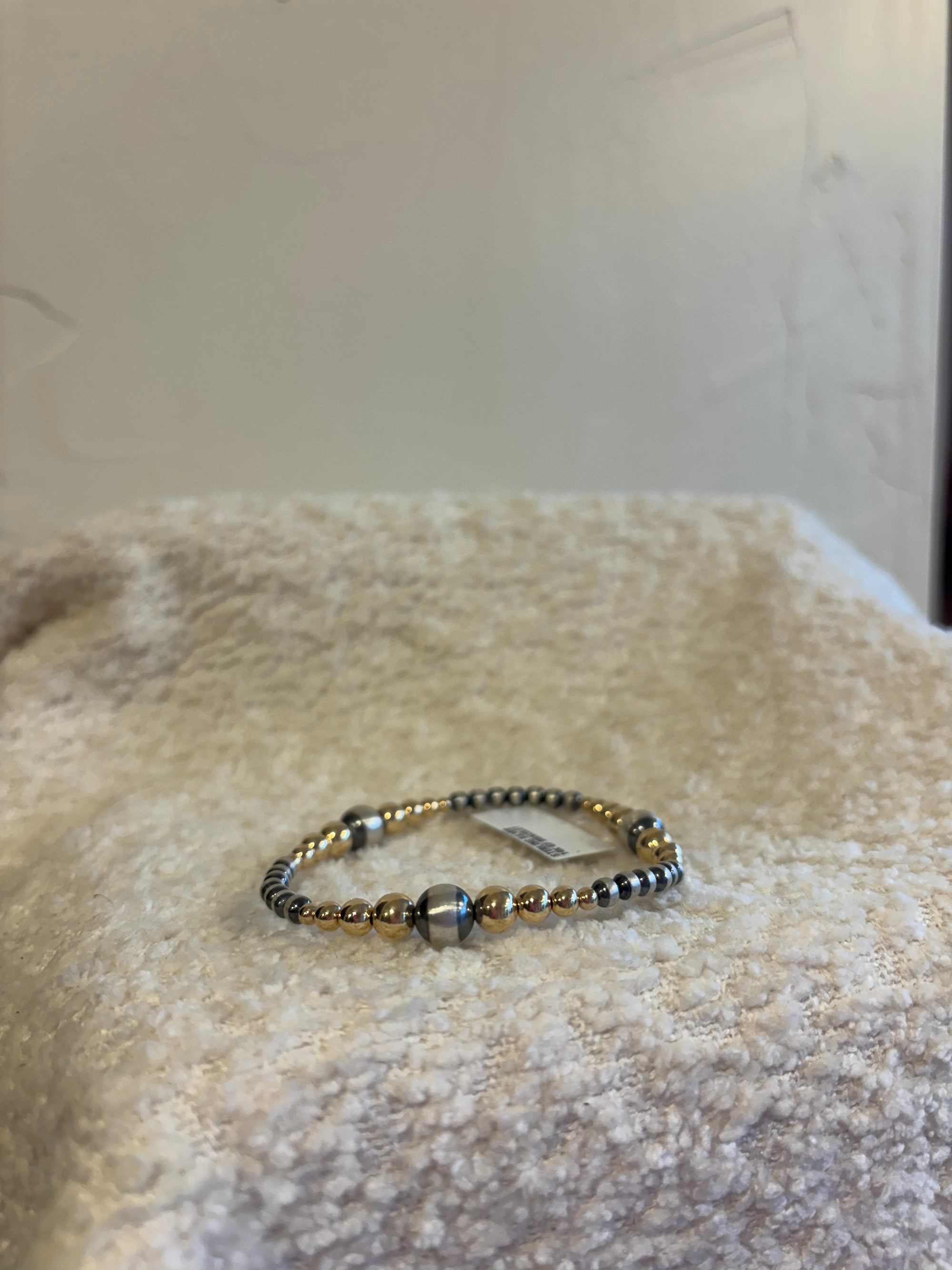 Gold Filled &amp; Sterling Silver Navajo Pearl Bracelet