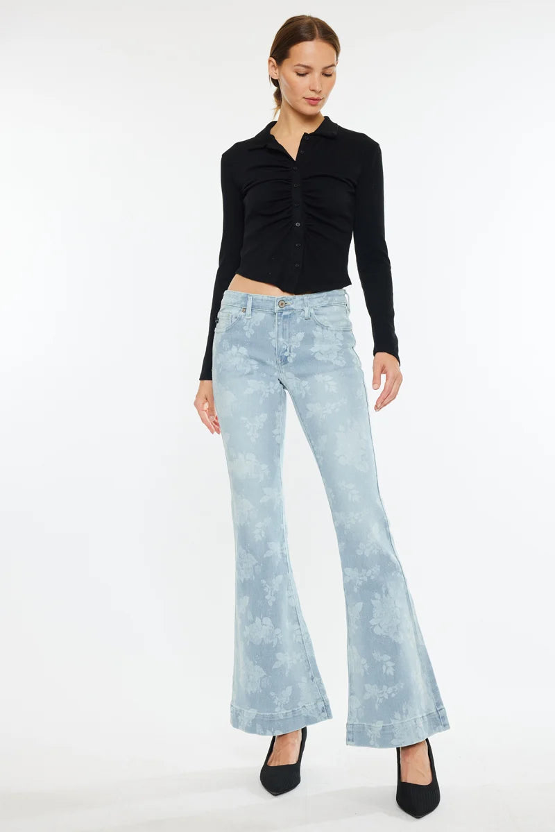 Low Rise Floral Flare Jean