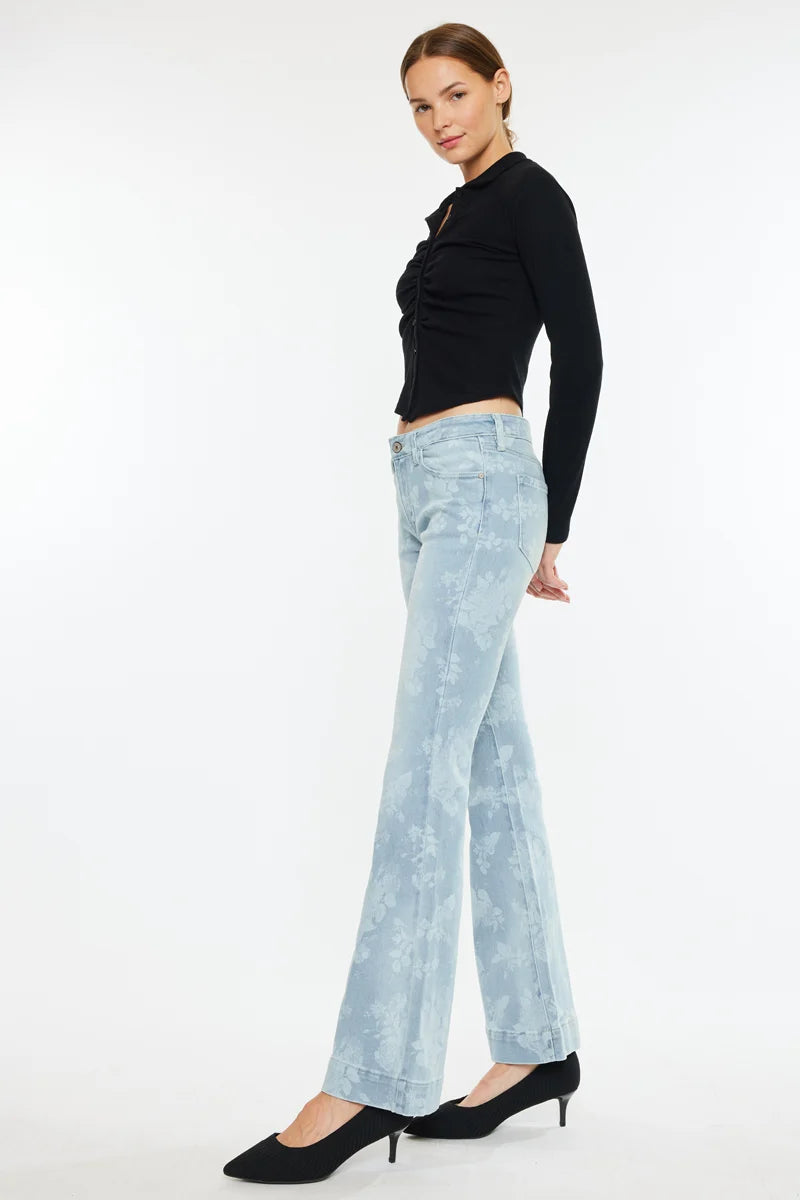 Low Rise Floral Flare Jean
