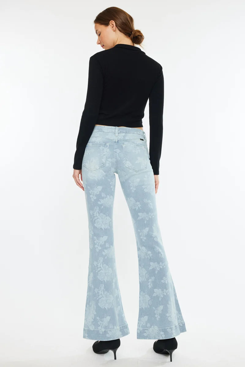 Low Rise Floral Flare Jean