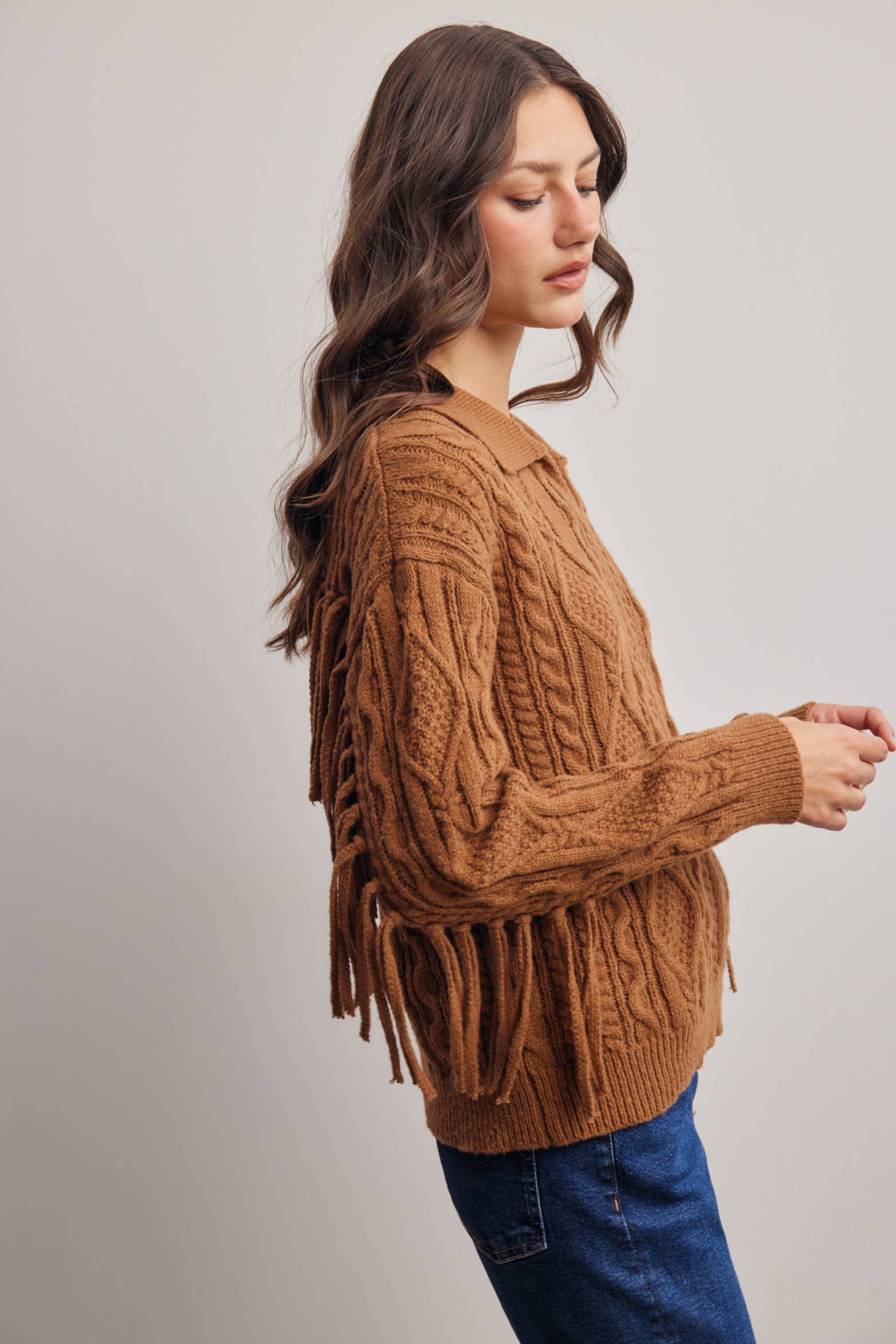 Fringe Cable Knit Sweater