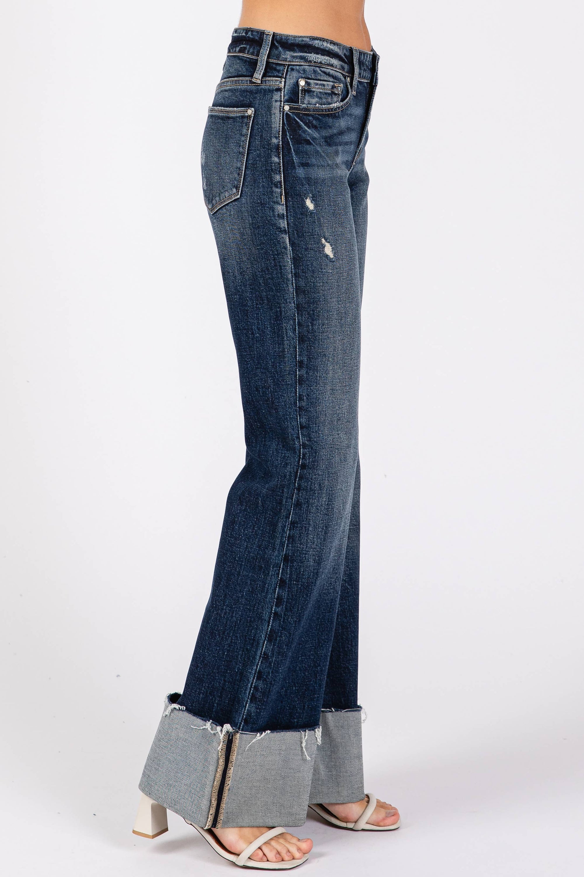 Mid-Rise Cuffed Flare