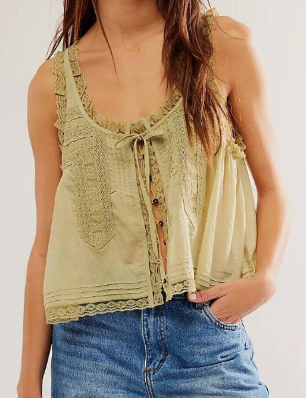 String Tie Lace Cami Top