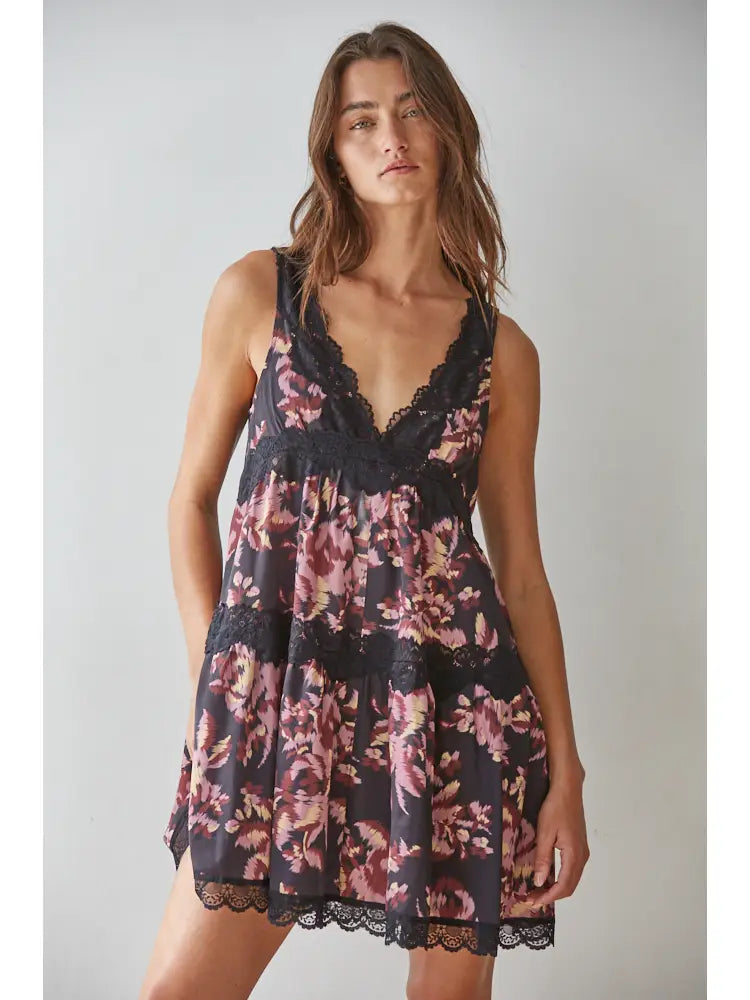 Woven V-Neck Mini Dress