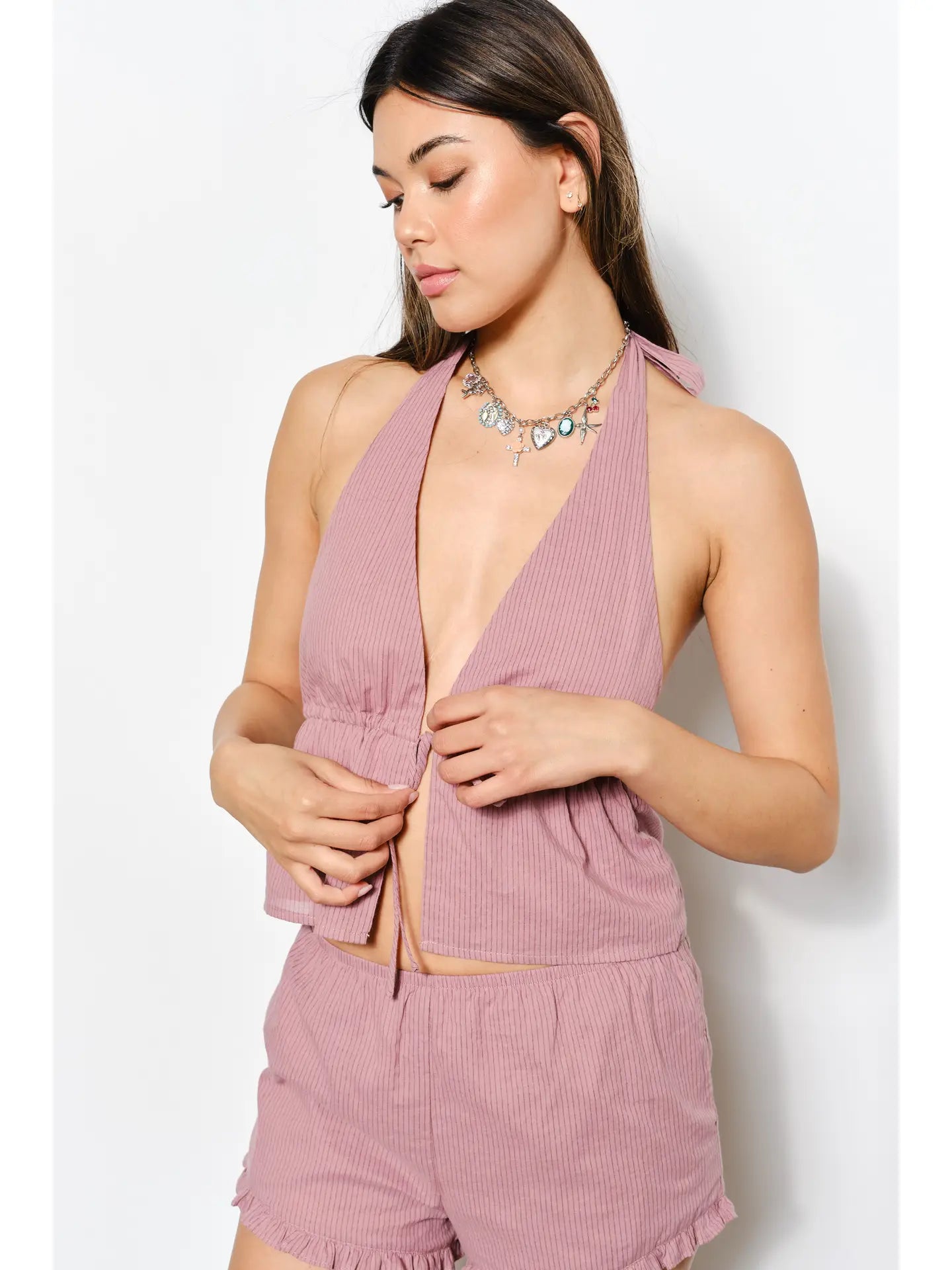 Halter Neck Striped Top
