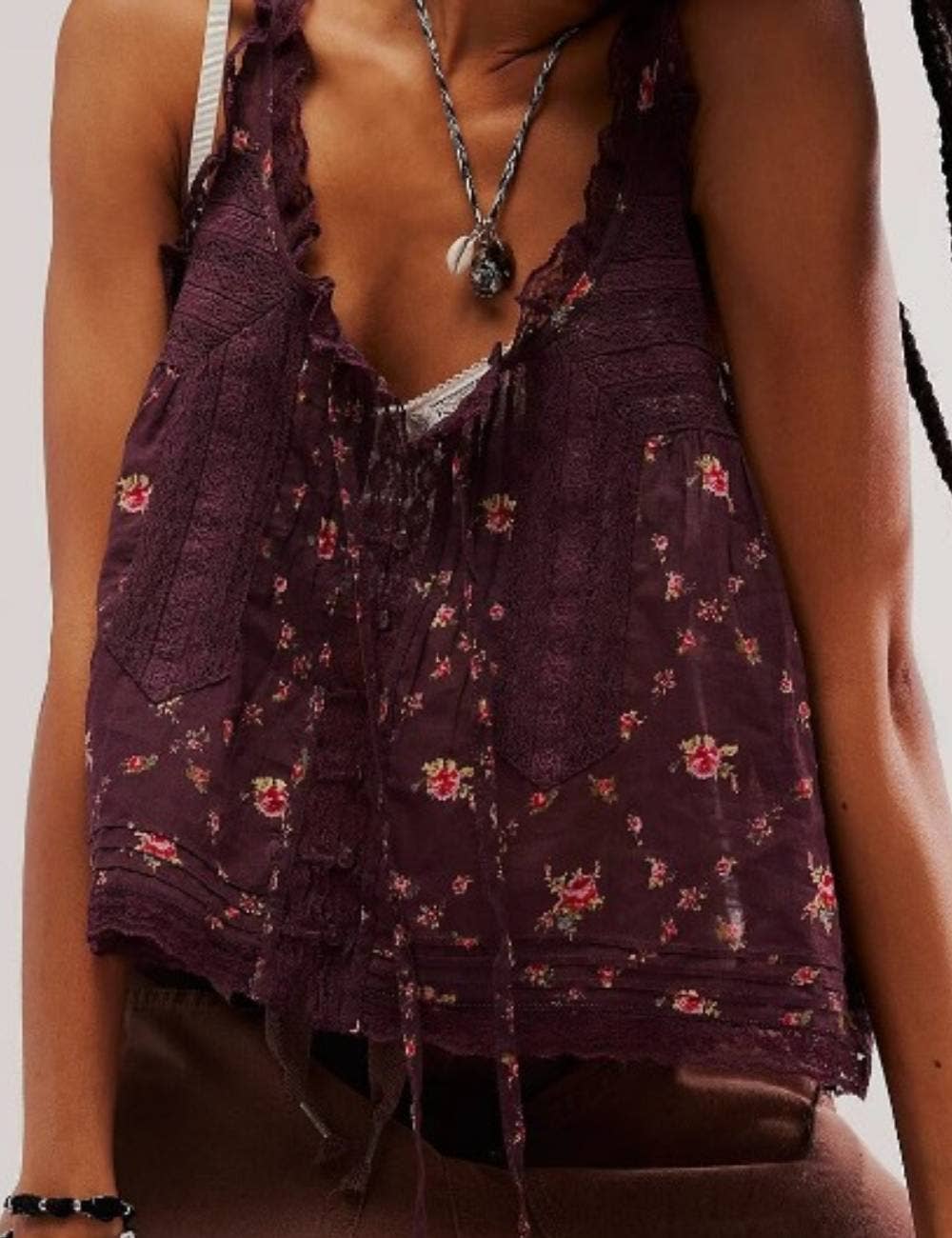 String Tie Lace Cami Top