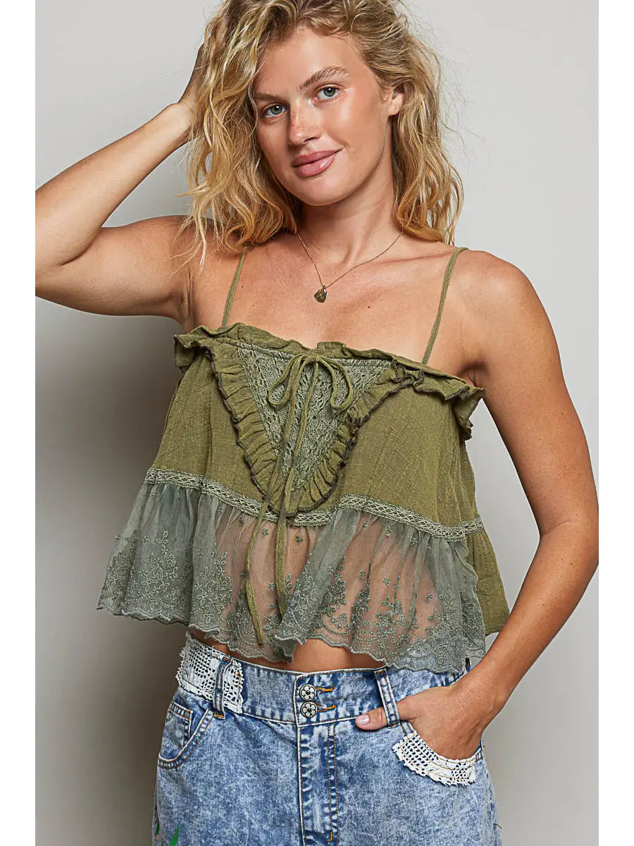 Airy Lace Ruffle Top