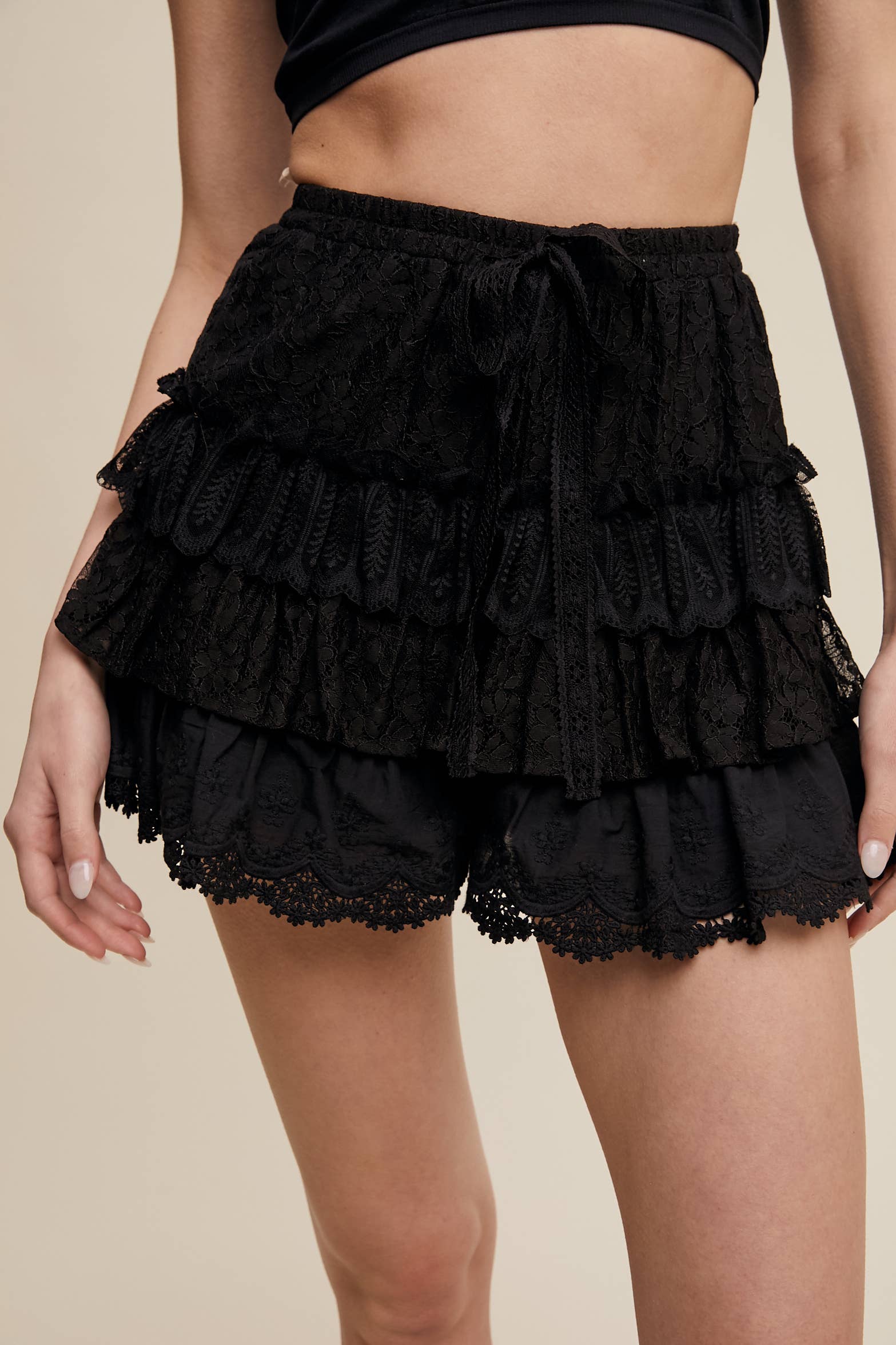 Tiered Shorts with Ruffles